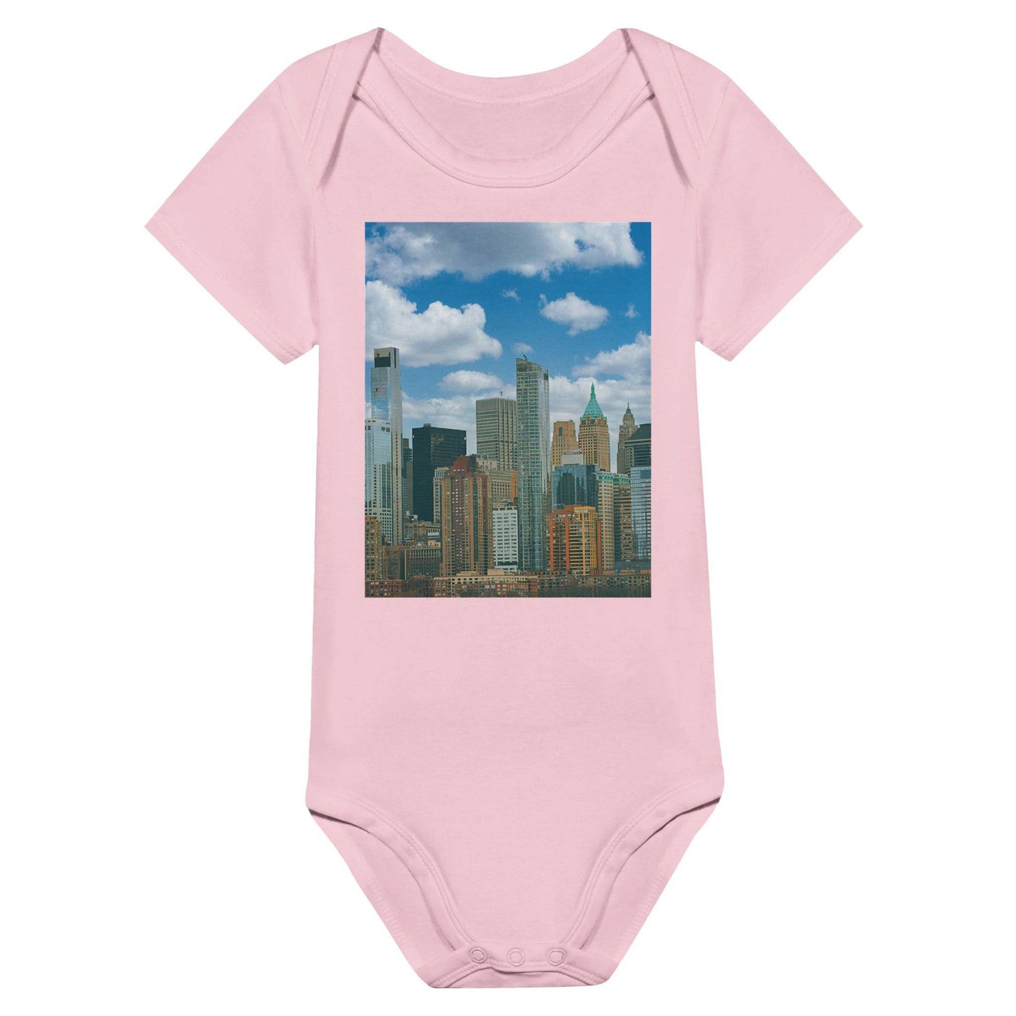 NYC Daytime Cityscape Cozy Baby Short Sleeve Bodysuit New York City Art Toddler Clothing Pixio.Co - Pixio.Co