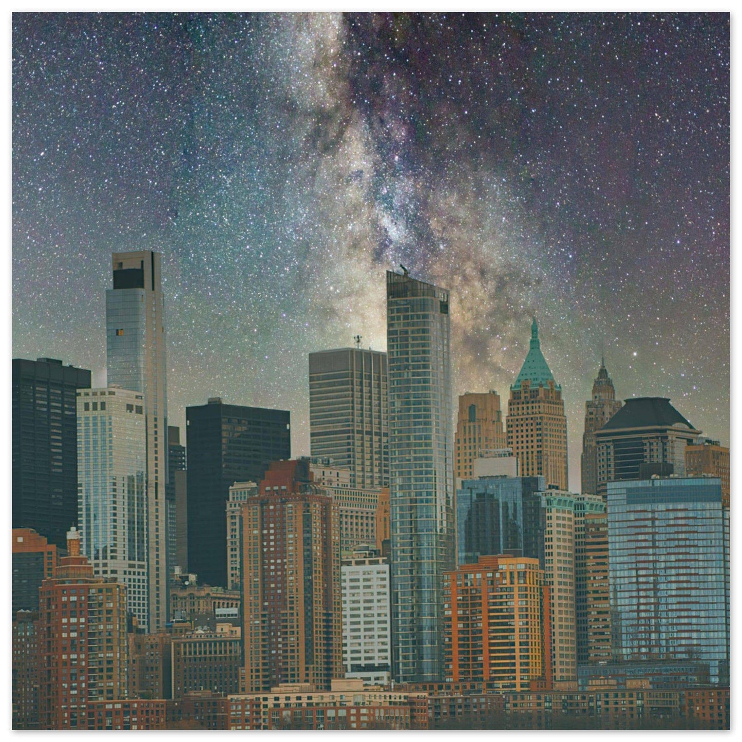 NYC Midnight Galaxy Aluminum Print New York City Wall Art Home Office Business Commercial Decor Pixio.Co - Pixio.Co