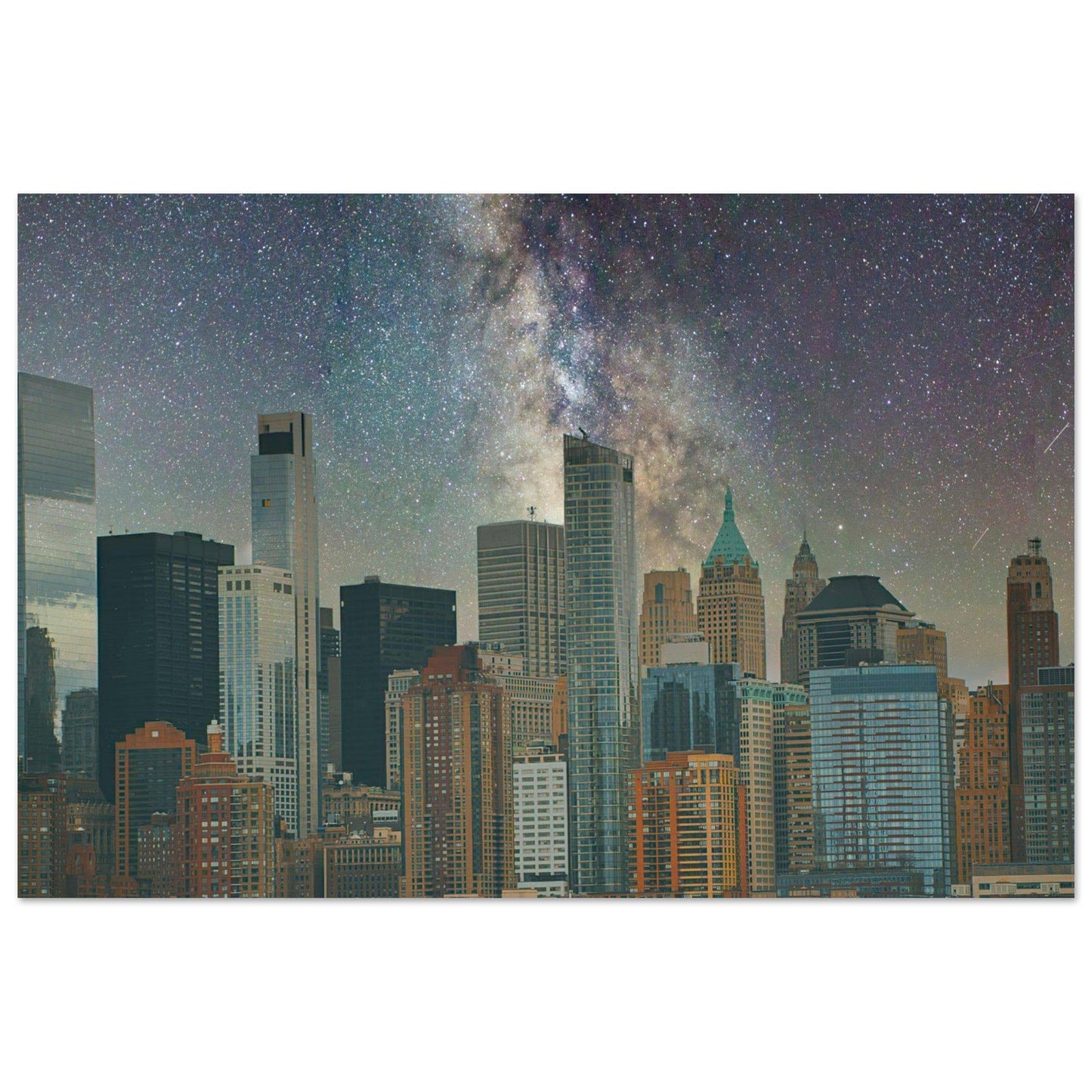 NYC Midnight Galaxy Aluminum Print New York City Wall Art Home Office Business Commercial Decor Pixio.Co - Pixio.Co