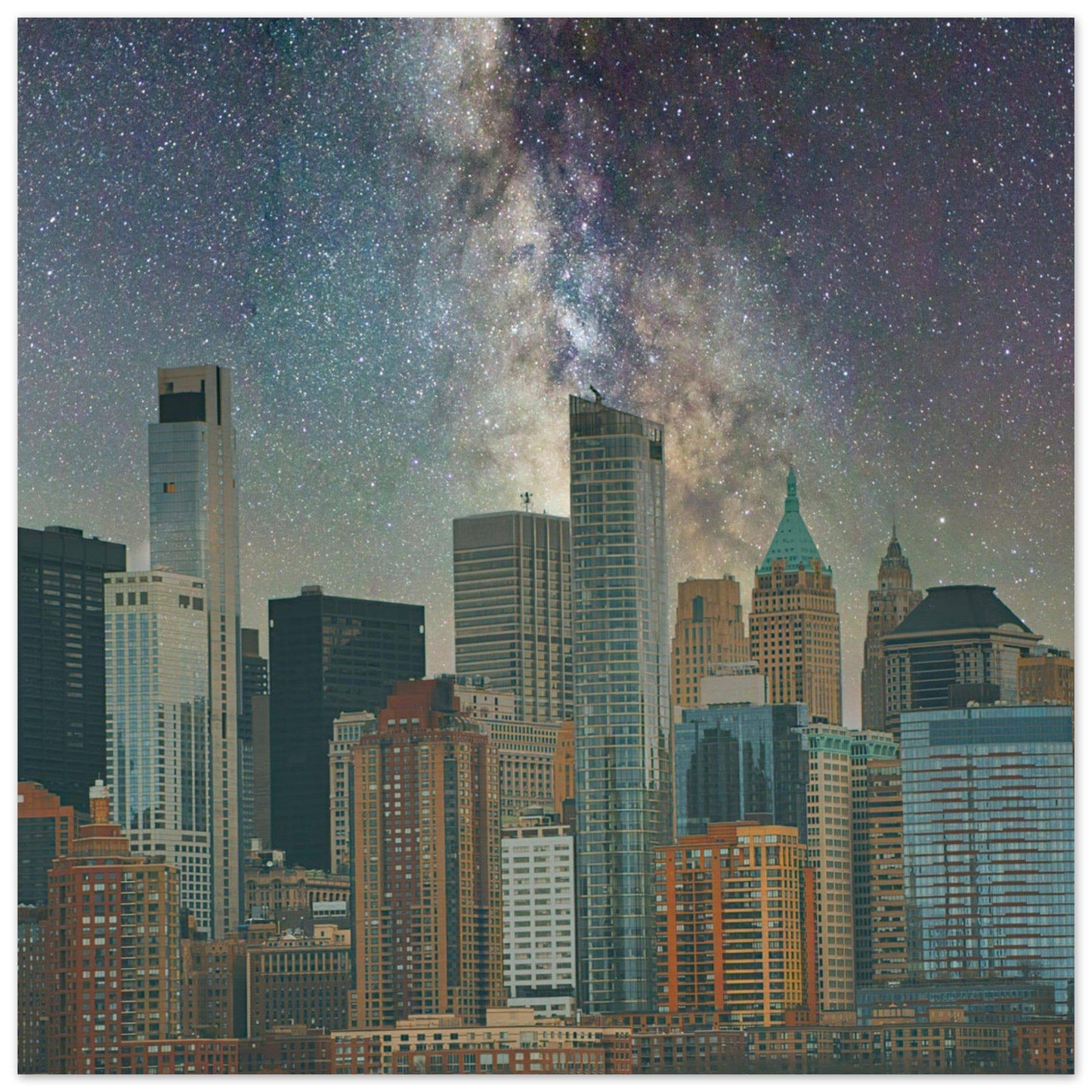 NYC Midnight Galaxy Aluminum Print New York City Wall Art Home Office Business Commercial Decor Pixio.Co - Pixio.Co