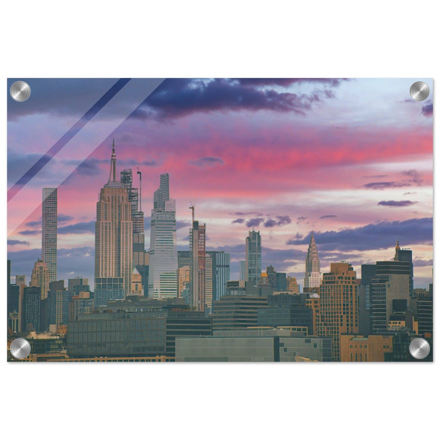 NYC Pink Skyline Acrylic Print New York City Wall Art Home Office Business Commercial Decor Pixio.Co - Pixio.Co
