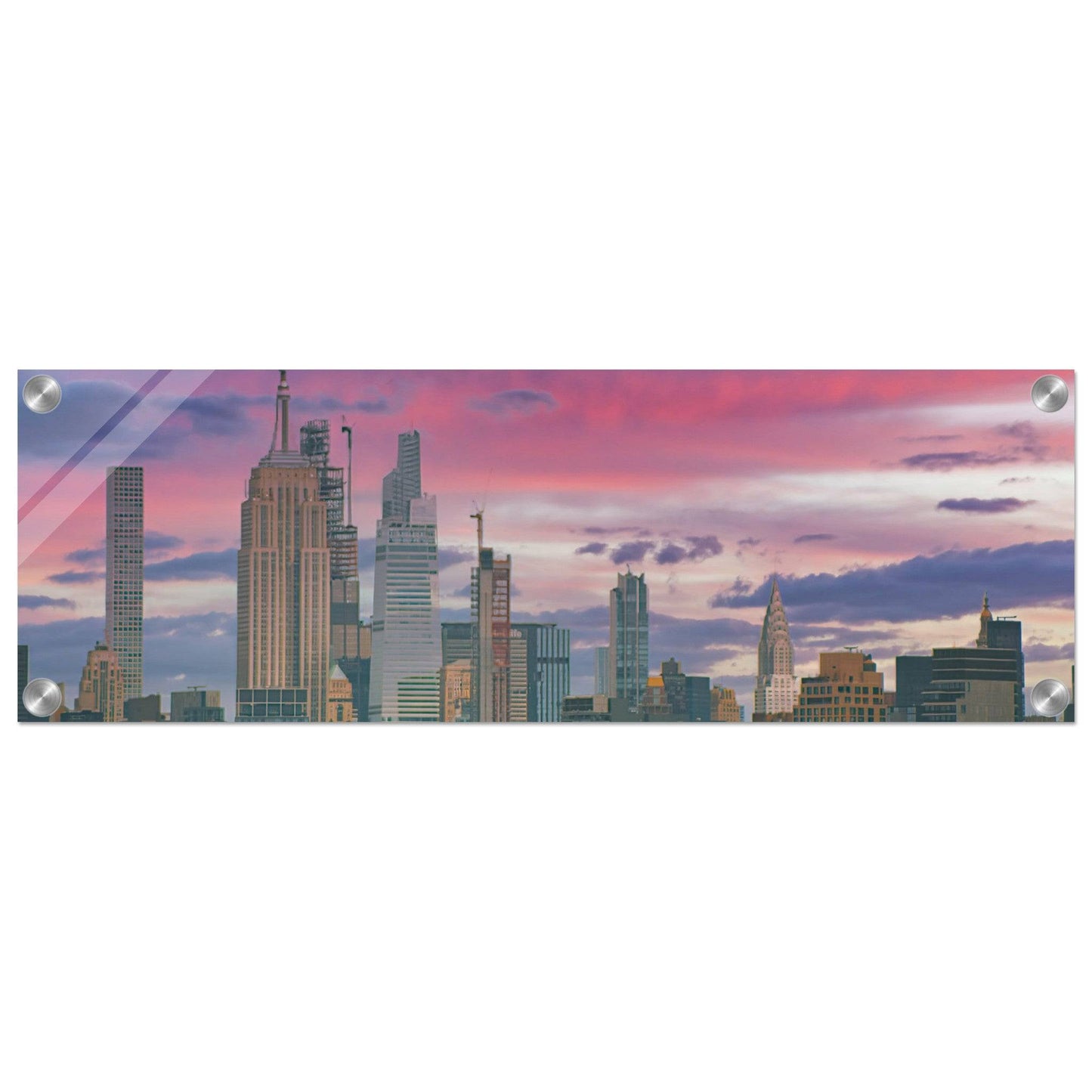 NYC Pink Skyline Acrylic Print New York City Wall Art Home Office Business Commercial Decor Pixio.Co - Pixio.Co