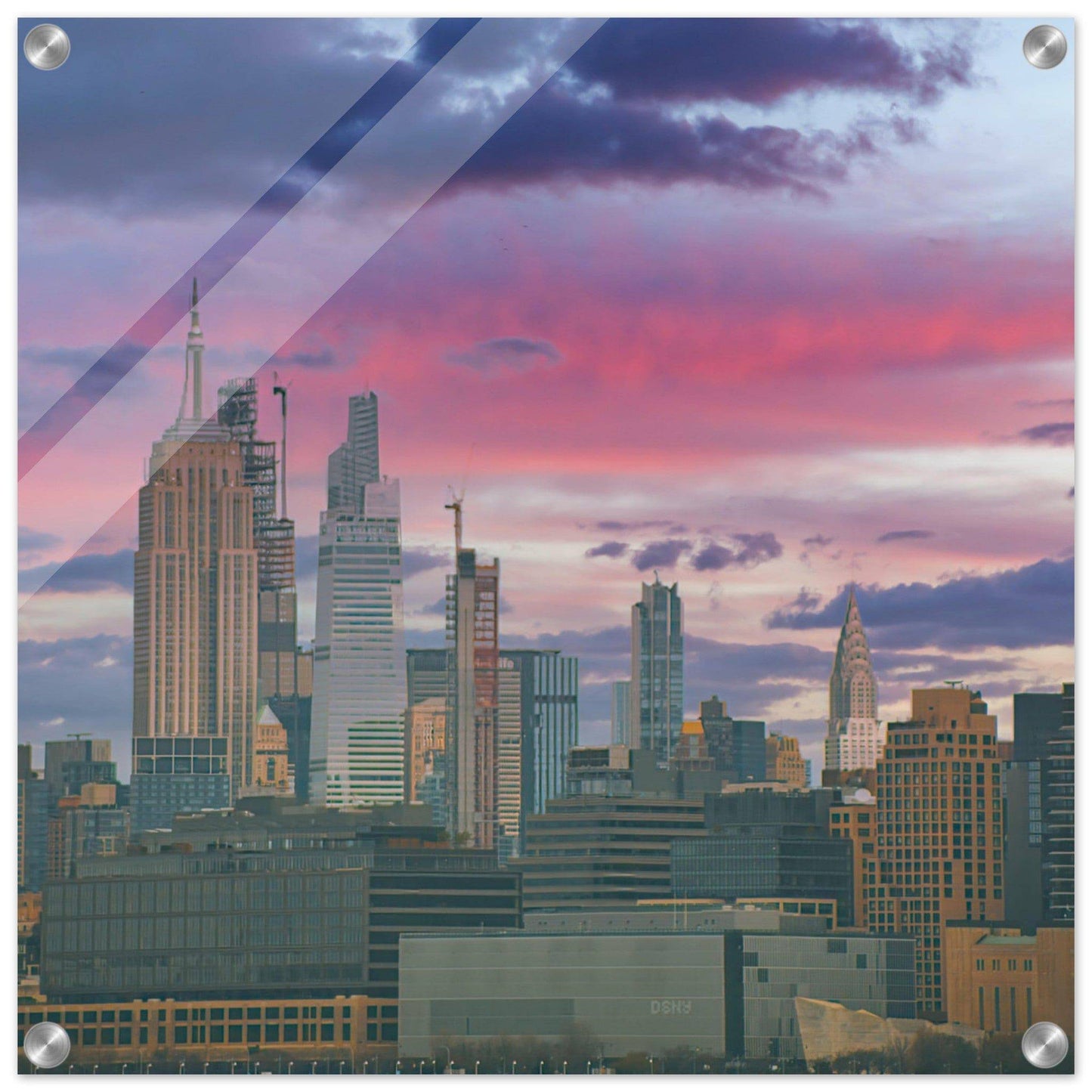 NYC Pink Skyline Acrylic Print New York City Wall Art Home Office Business Commercial Decor Pixio.Co - Pixio.Co