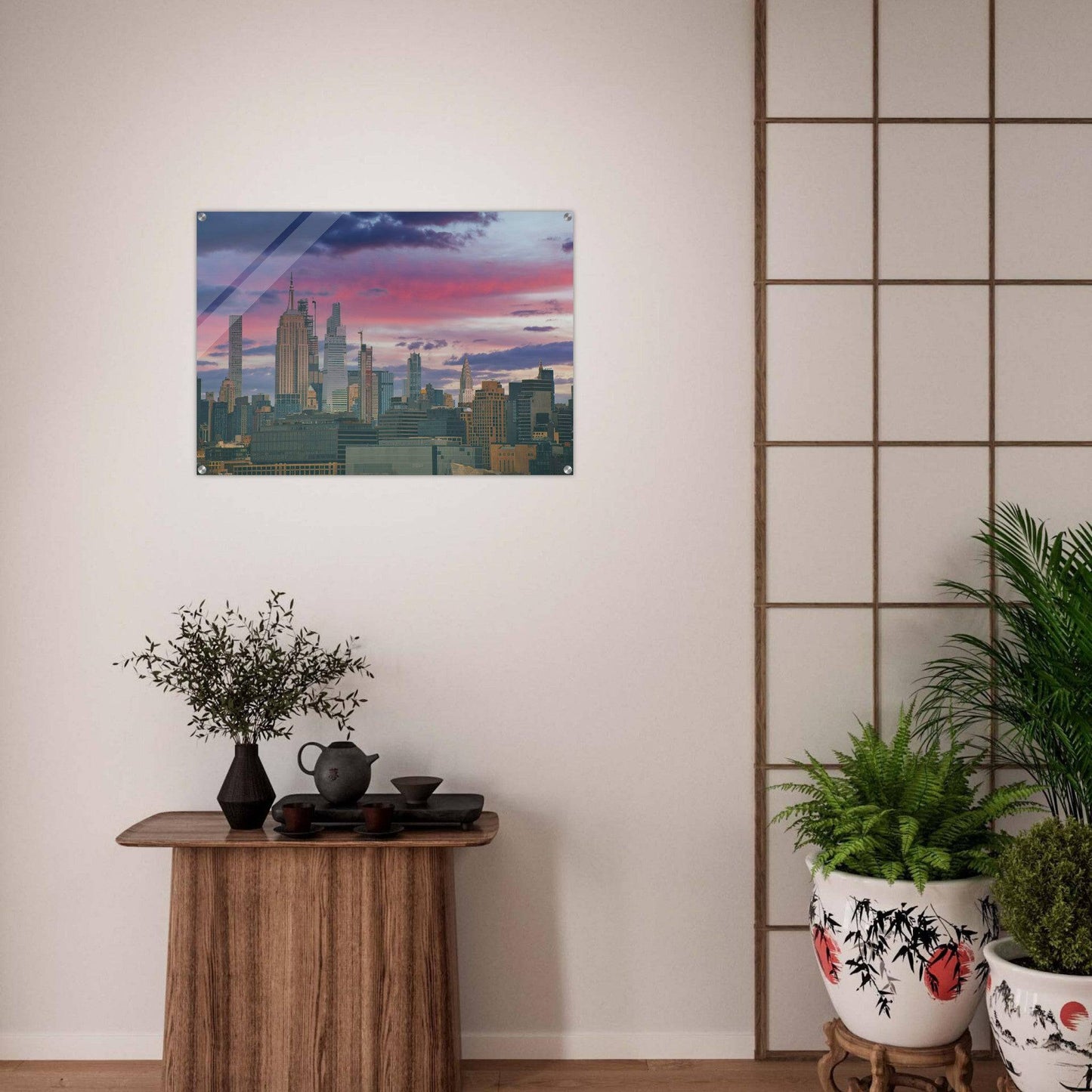 NYC Pink Skyline Acrylic Print New York City Wall Art Home Office Business Commercial Decor Pixio.Co - Pixio.Co