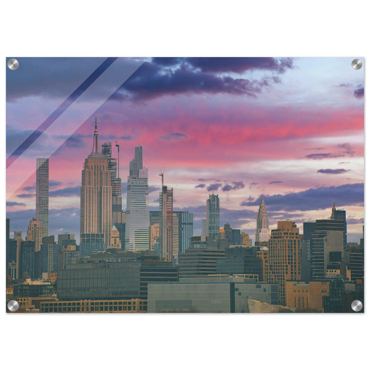 NYC Pink Skyline Acrylic Print New York City Wall Art Home Office Business Commercial Decor Pixio.Co - Pixio.Co