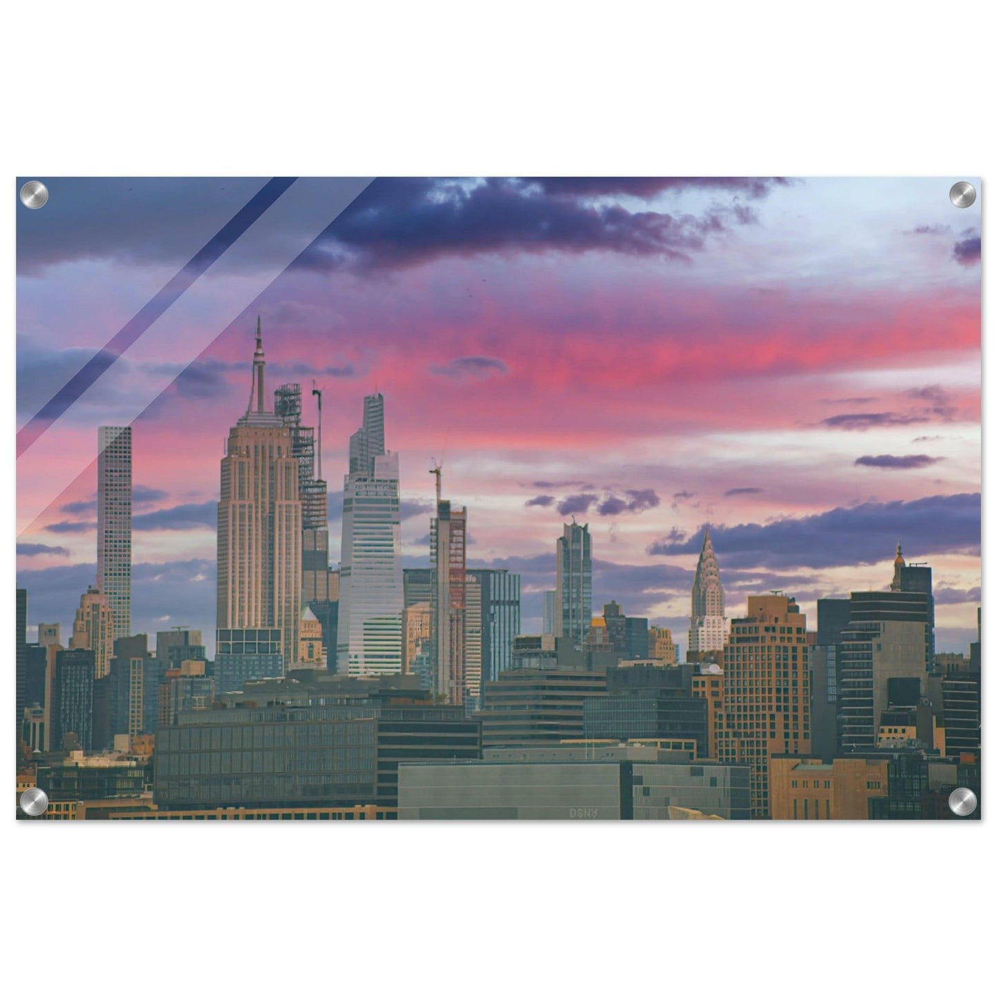 NYC Pink Skyline Acrylic Print New York City Wall Art Home Office Business Commercial Decor Pixio.Co - Pixio.Co