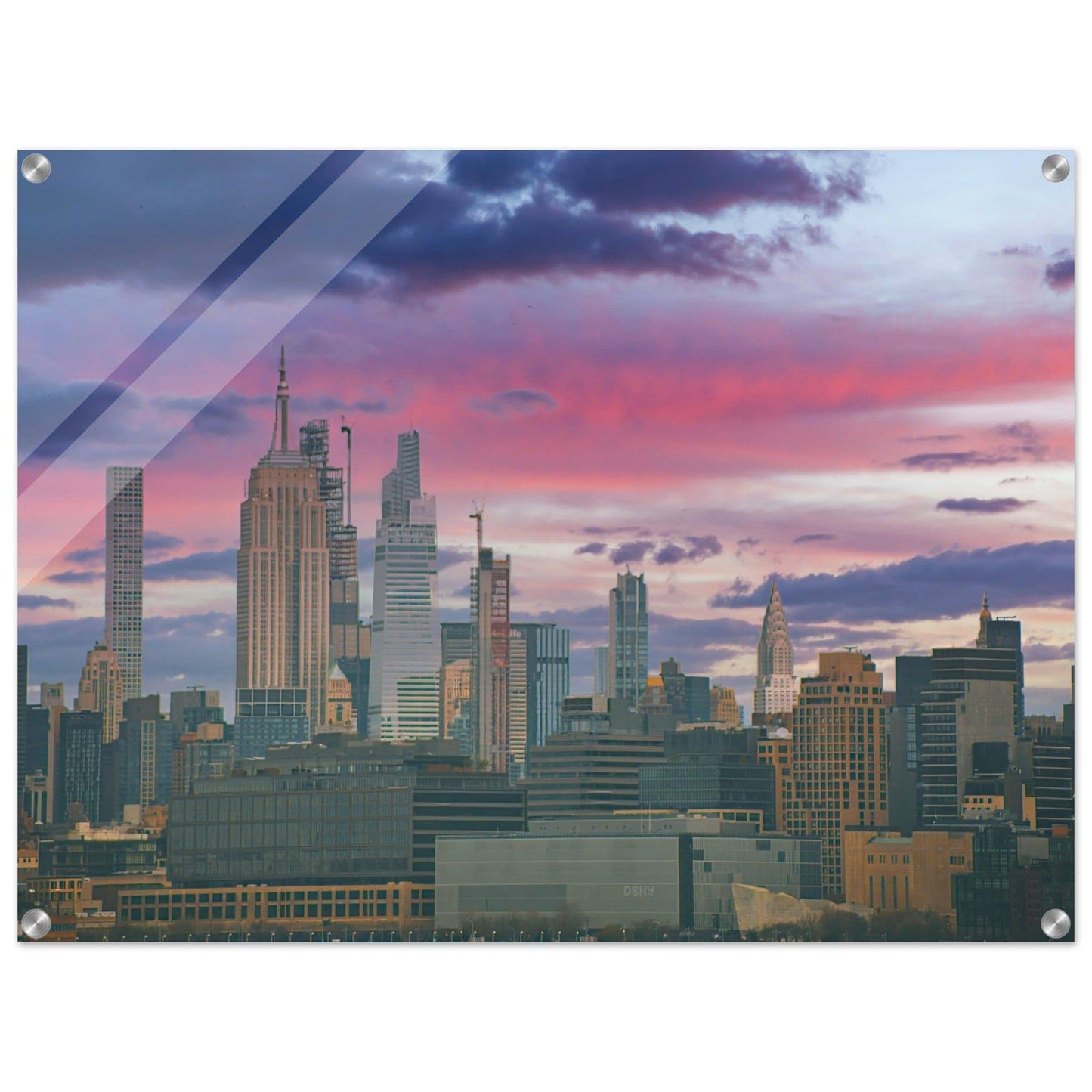 NYC Pink Skyline Acrylic Print New York City Wall Art Home Office Business Commercial Decor Pixio.Co - Pixio.Co