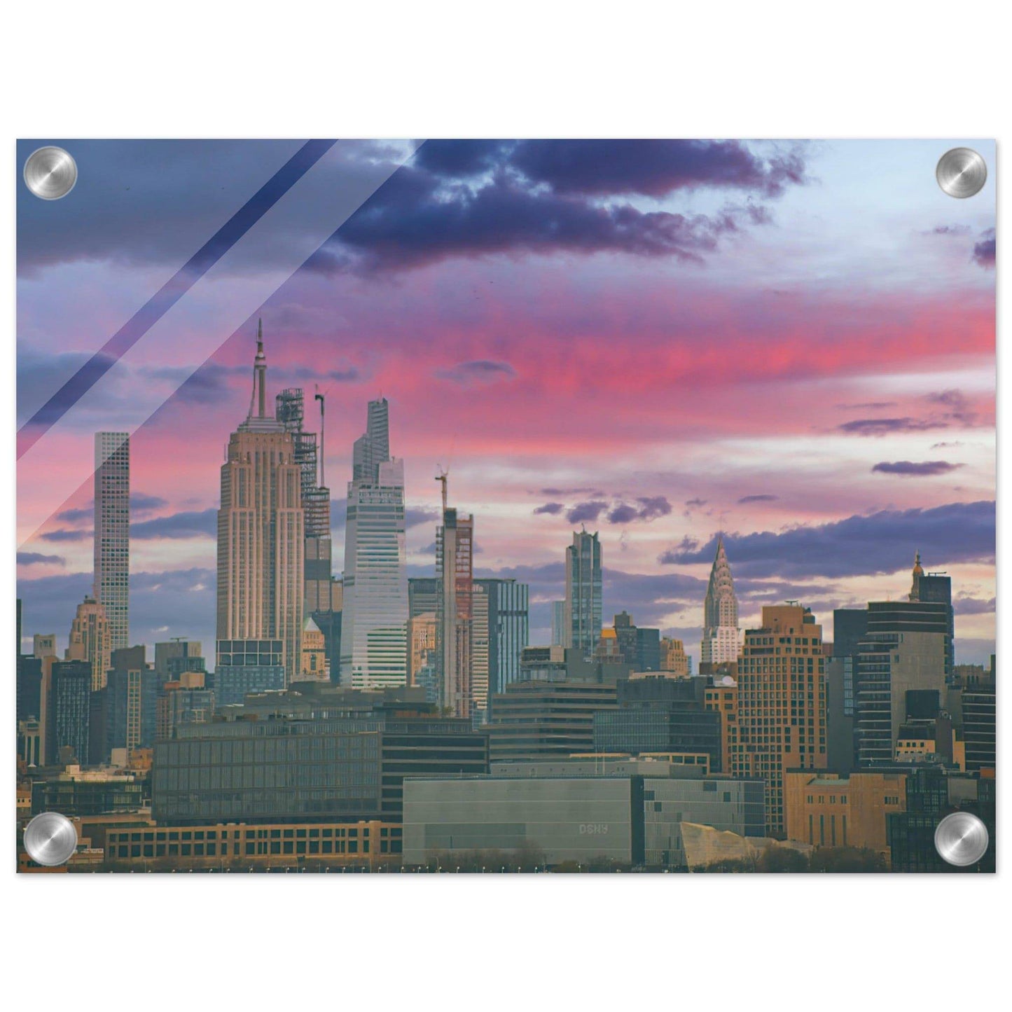 NYC Pink Skyline Acrylic Print New York City Wall Art Home Office Business Commercial Decor Pixio.Co - Pixio.Co