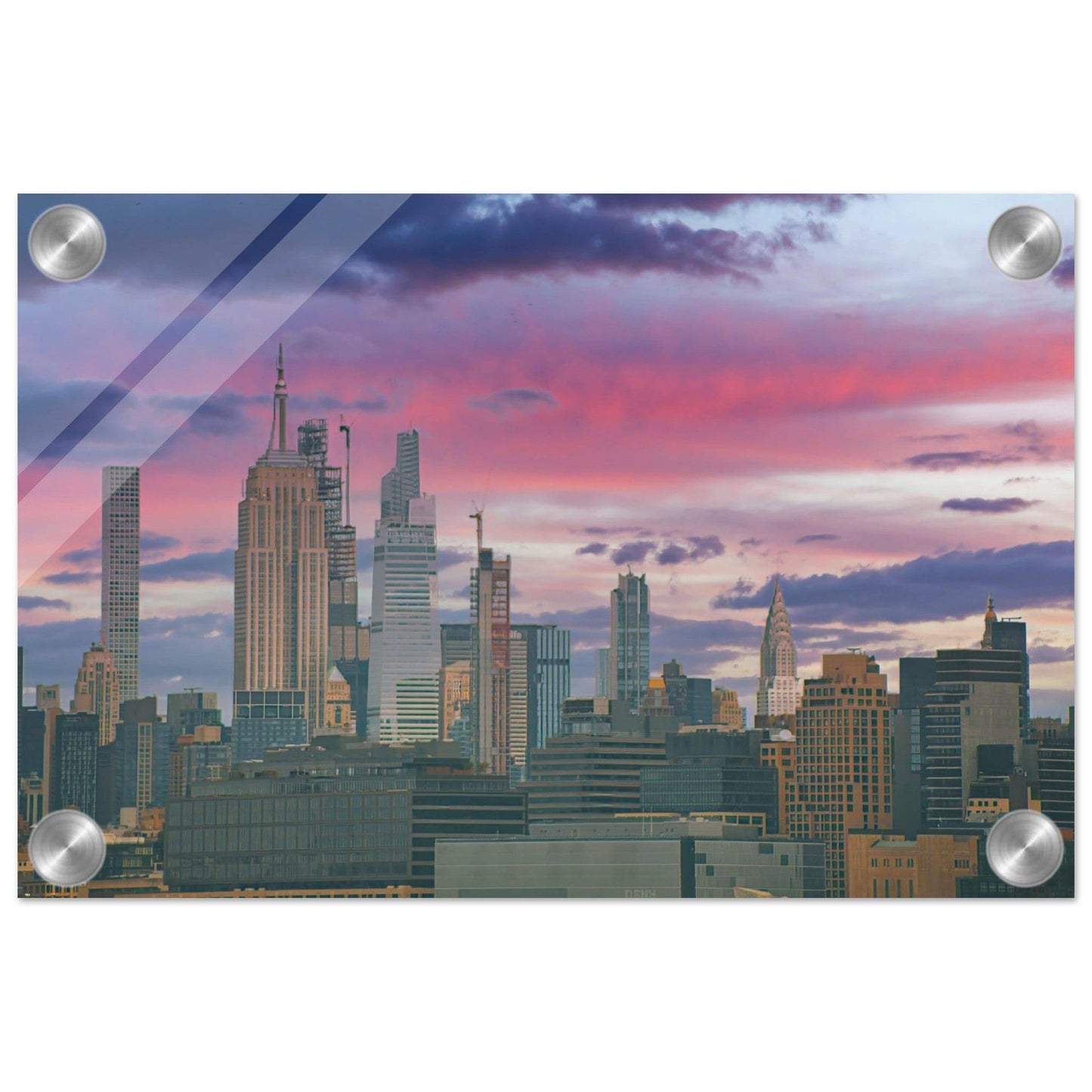 NYC Pink Skyline Acrylic Print New York City Wall Art Home Office Business Commercial Decor Pixio.Co - Pixio.Co