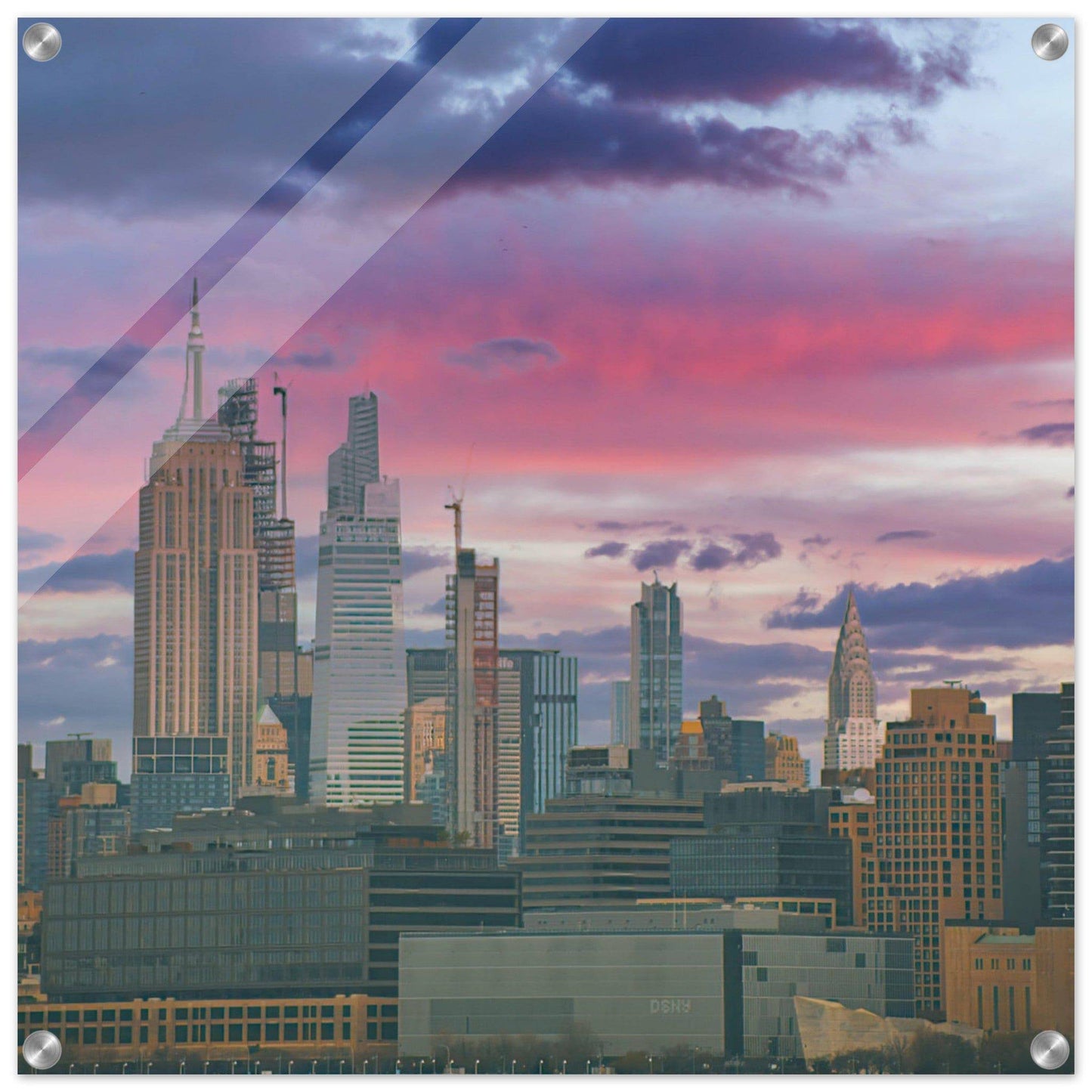 NYC Pink Skyline Acrylic Print New York City Wall Art Home Office Business Commercial Decor Pixio.Co - Pixio.Co