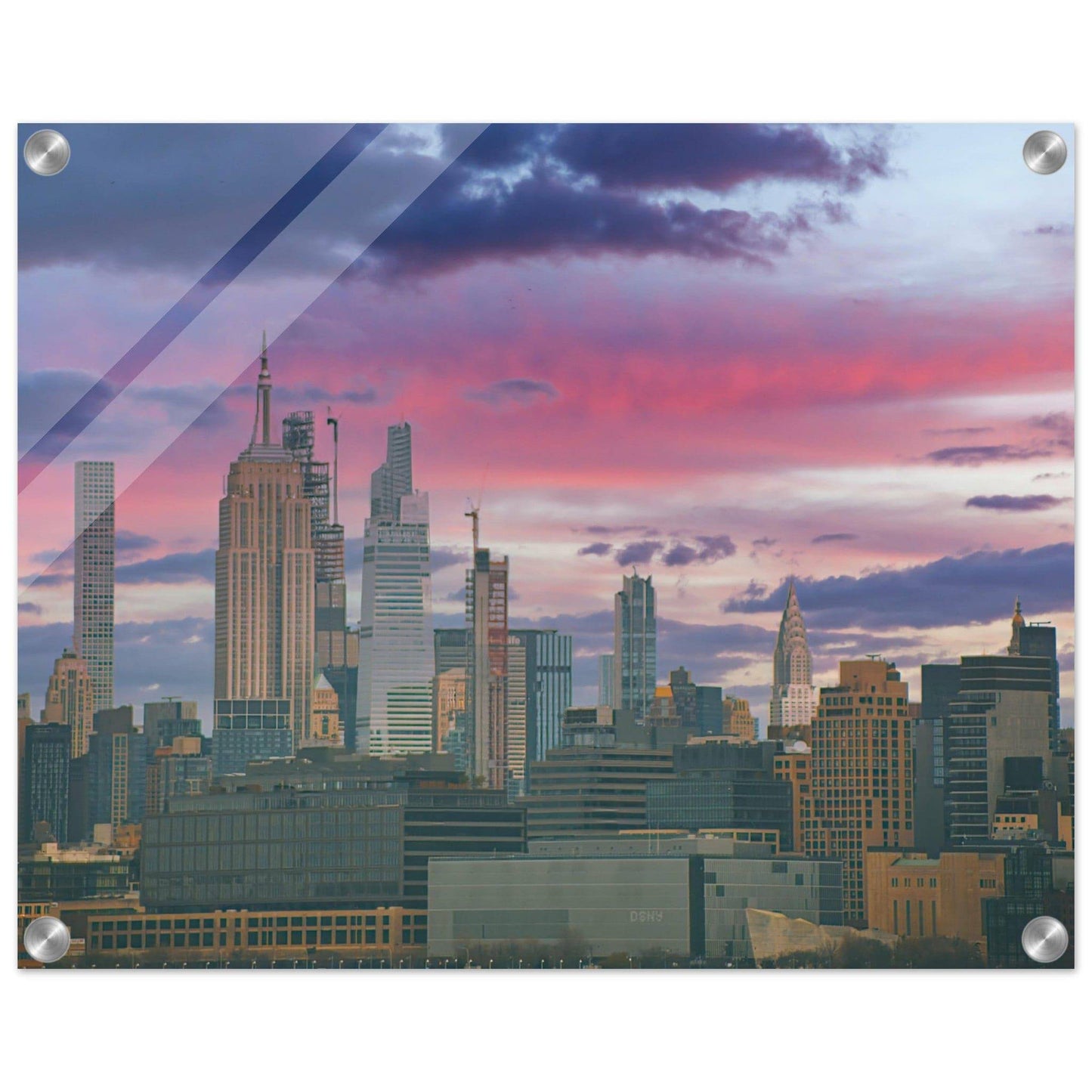 NYC Pink Skyline Acrylic Print New York City Wall Art Home Office Business Commercial Decor Pixio.Co - Pixio.Co