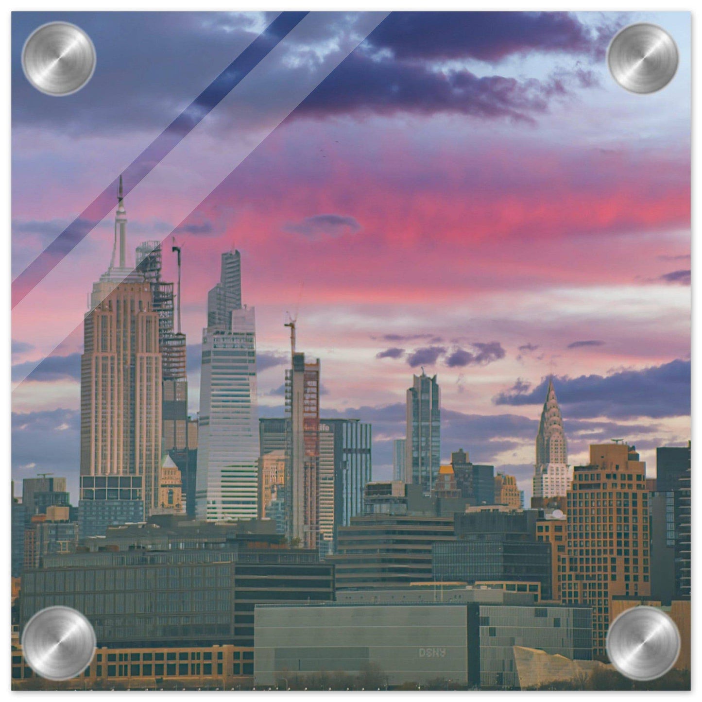 NYC Pink Skyline Acrylic Print New York City Wall Art Home Office Business Commercial Decor Pixio.Co - Pixio.Co