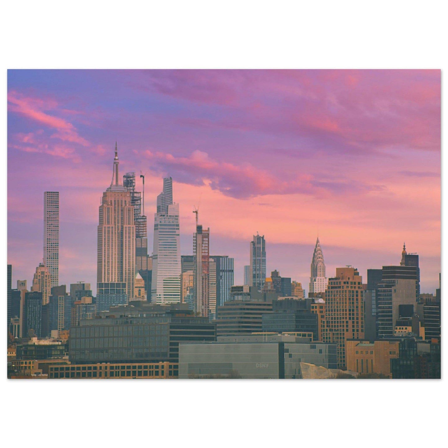 NYC Pink Skyline Aluminum Print New York City Wall Art Home Office Business Commercial Decor Pixio.Co - Pixio.Co