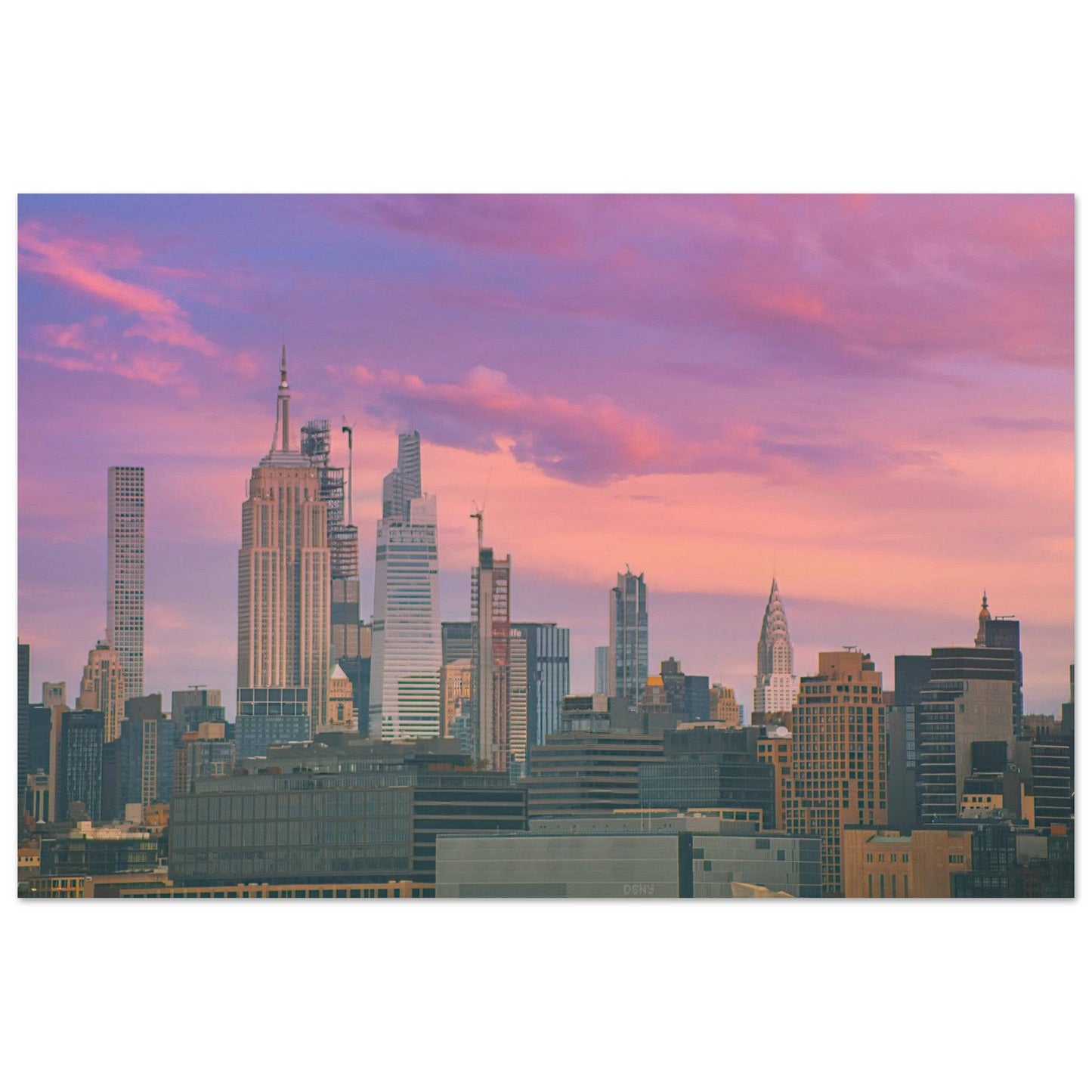 NYC Pink Skyline Aluminum Print New York City Wall Art Home Office Business Commercial Decor Pixio.Co - Pixio.Co