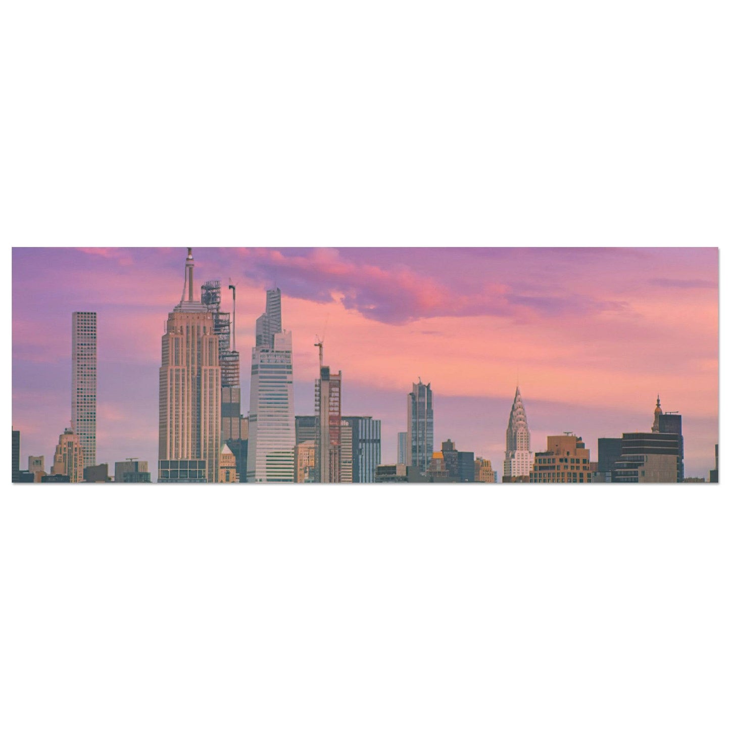 NYC Pink Skyline Aluminum Print New York City Wall Art Home Office Business Commercial Decor Pixio.Co - Pixio.Co