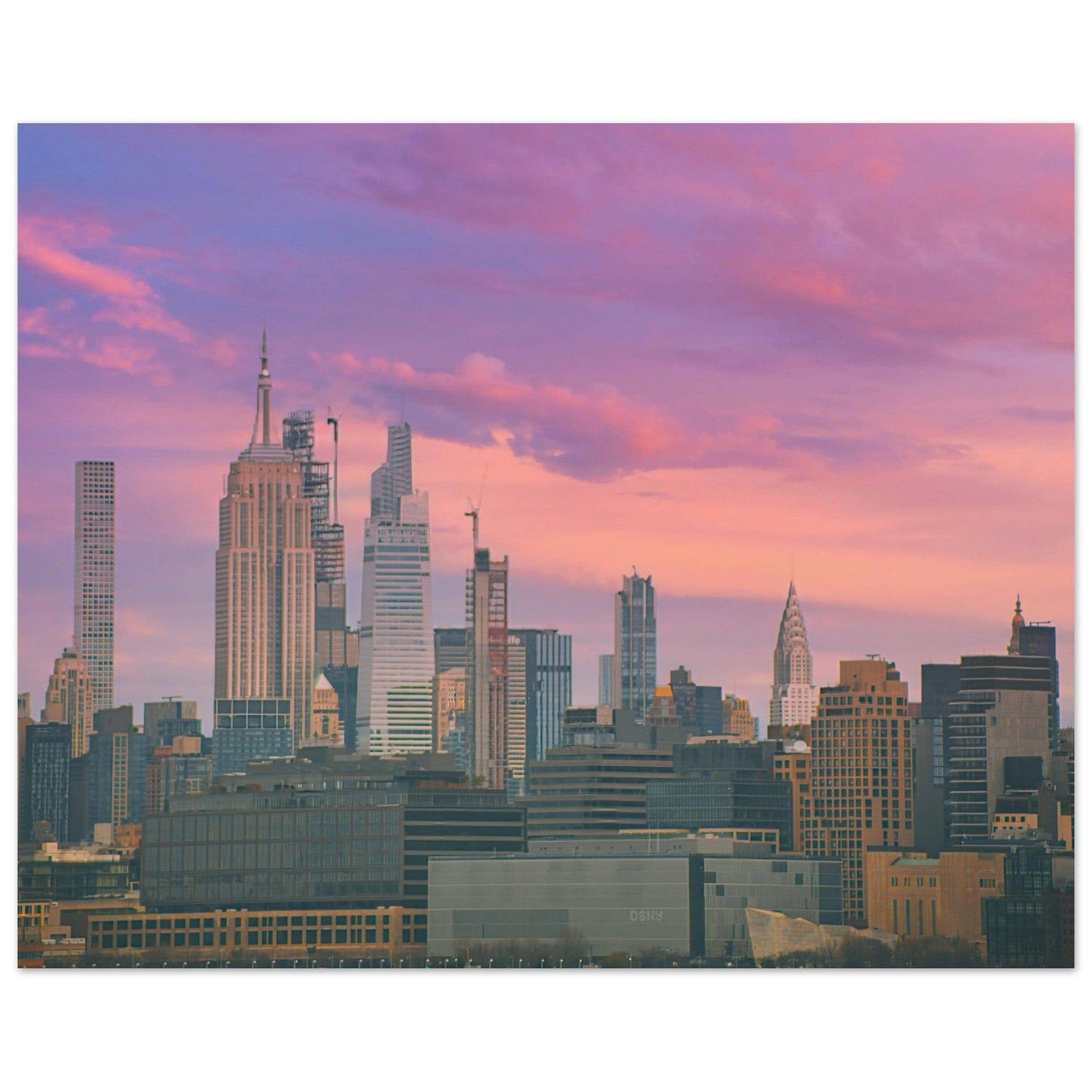 NYC Pink Skyline Aluminum Print New York City Wall Art Home Office Business Commercial Decor Pixio.Co - Pixio.Co