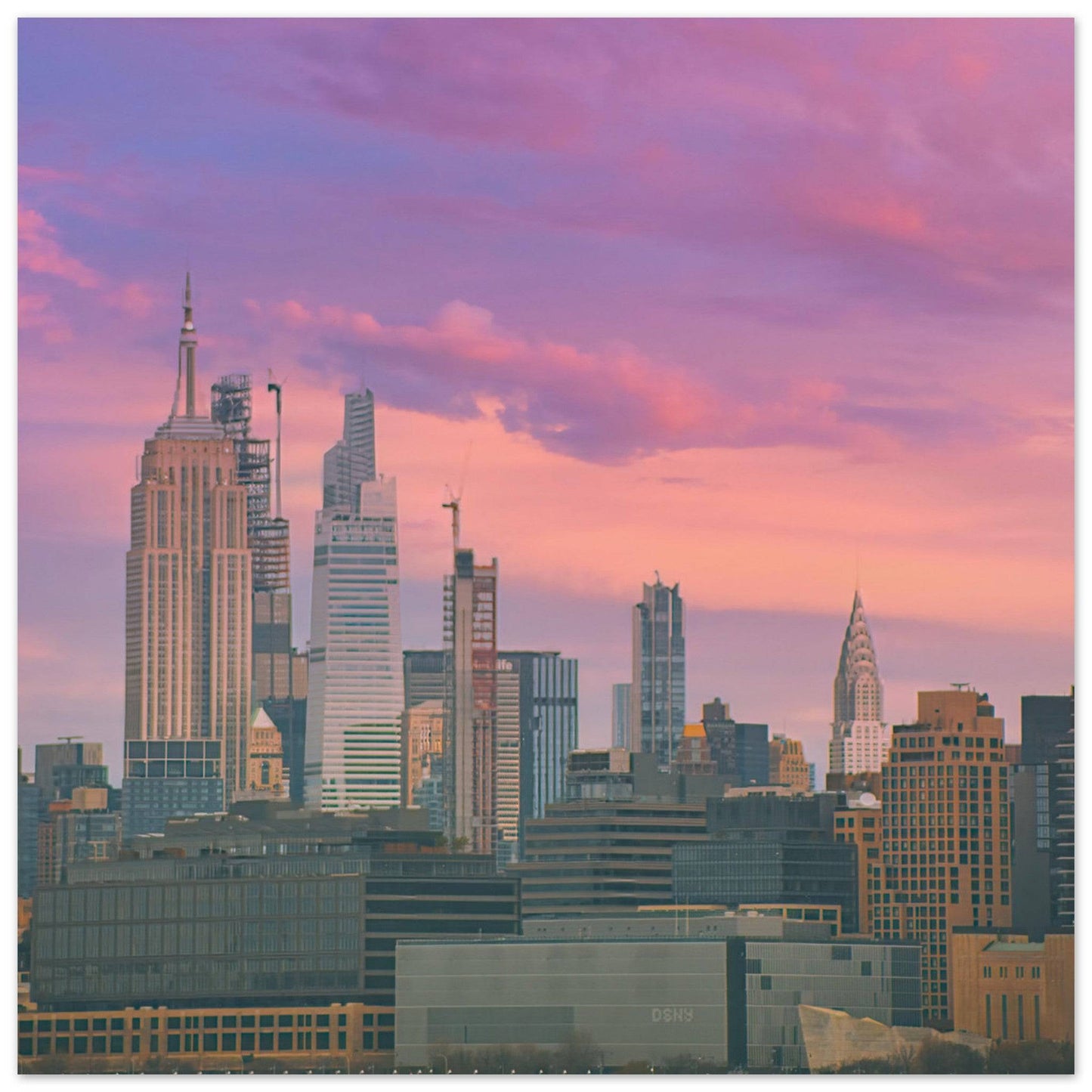 NYC Pink Skyline Aluminum Print New York City Wall Art Home Office Business Commercial Decor Pixio.Co - Pixio.Co