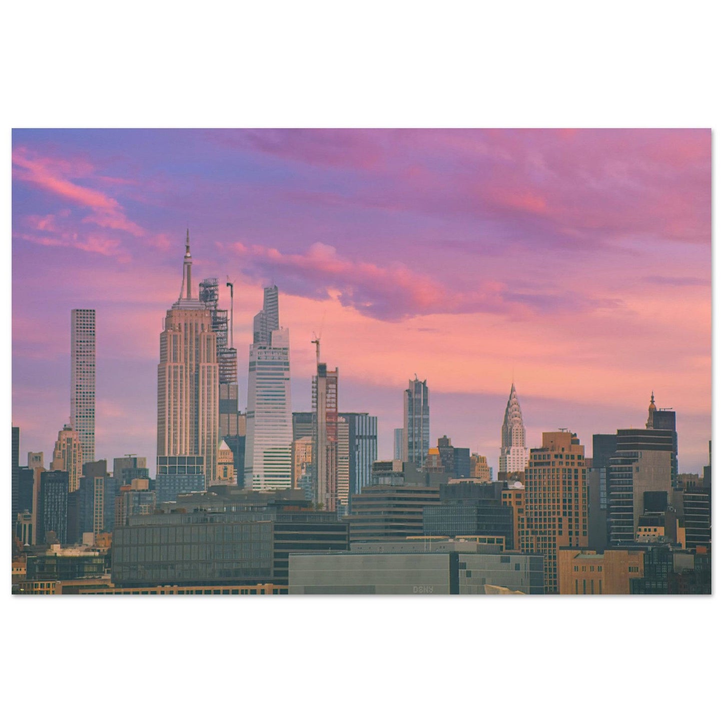 NYC Pink Skyline Aluminum Print New York City Wall Art Home Office Business Commercial Decor Pixio.Co - Pixio.Co