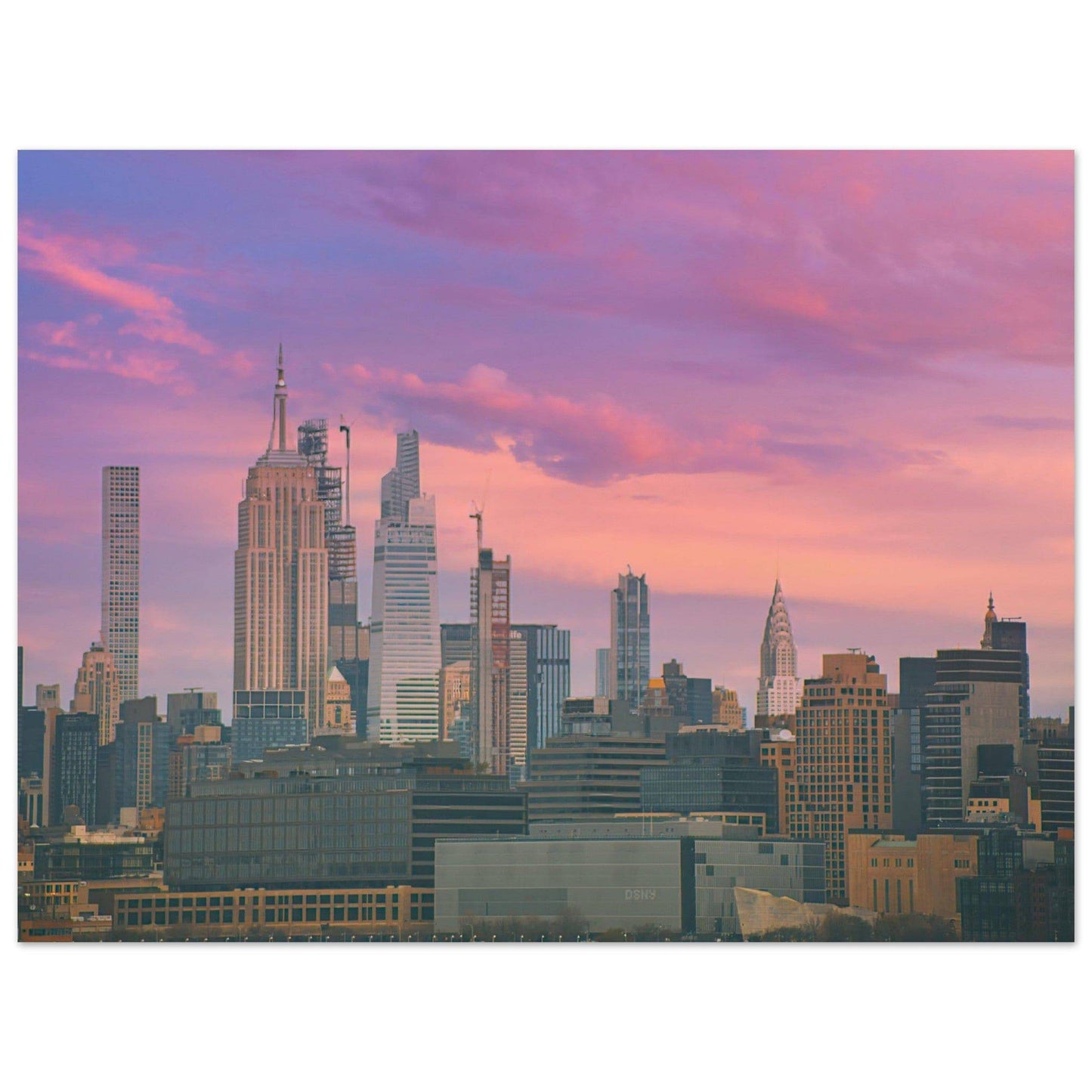 NYC Pink Skyline Aluminum Print New York City Wall Art Home Office Business Commercial Decor Pixio.Co - Pixio.Co