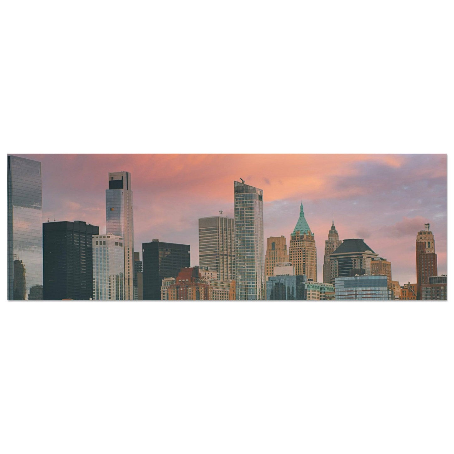 NYC Sunset Aluminum Frame New York City Wall Art Home Office Business Commercial Decor Pixio.Co - Pixio.Co