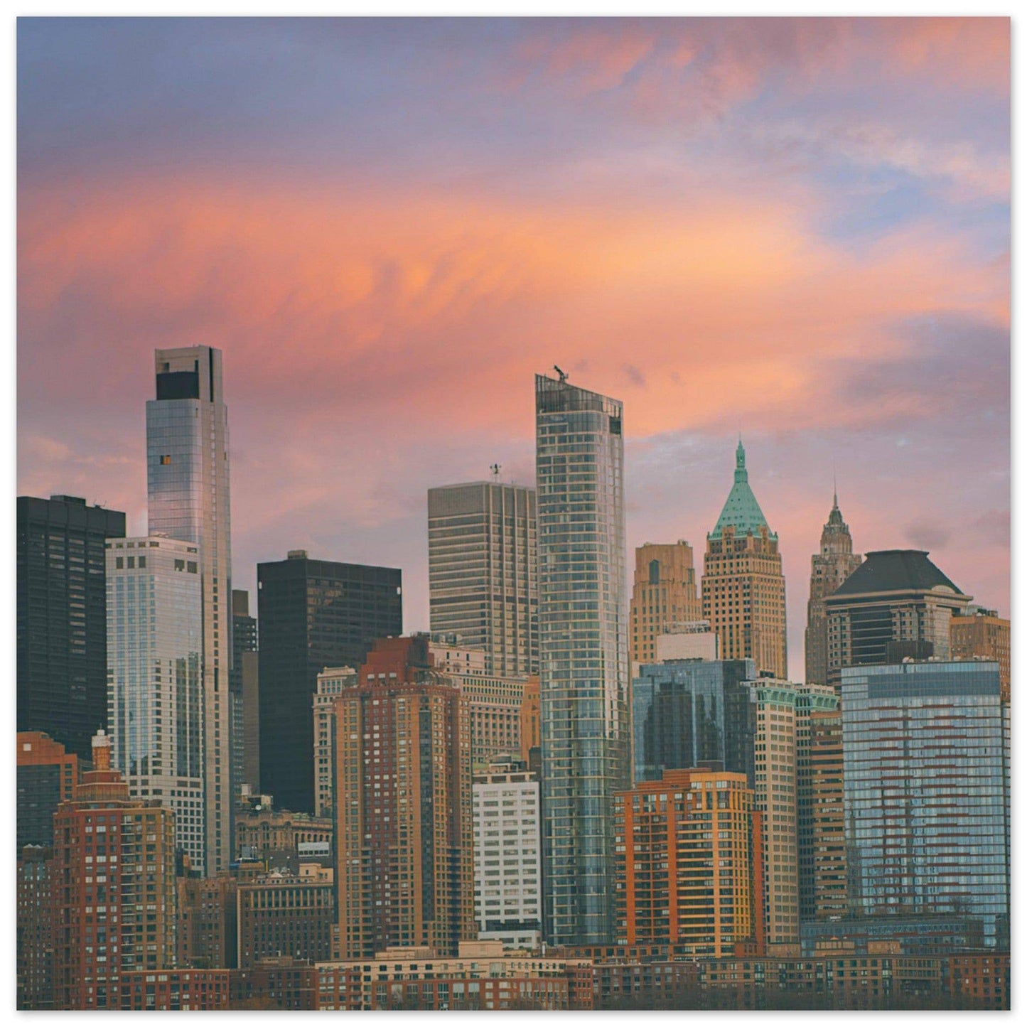 NYC Sunset Aluminum Frame New York City Wall Art Home Office Business Commercial Decor Pixio.Co - Pixio.Co
