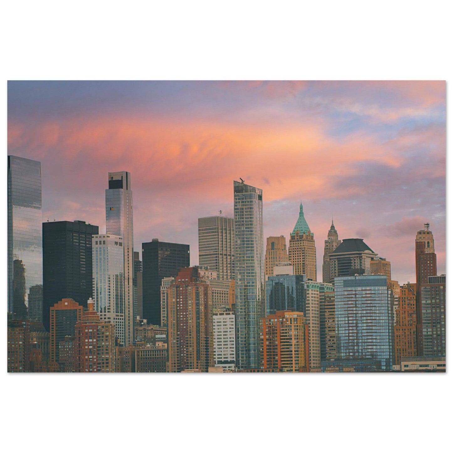 NYC Sunset Aluminum Frame New York City Wall Art Home Office Business Commercial Decor Pixio.Co - Pixio.Co