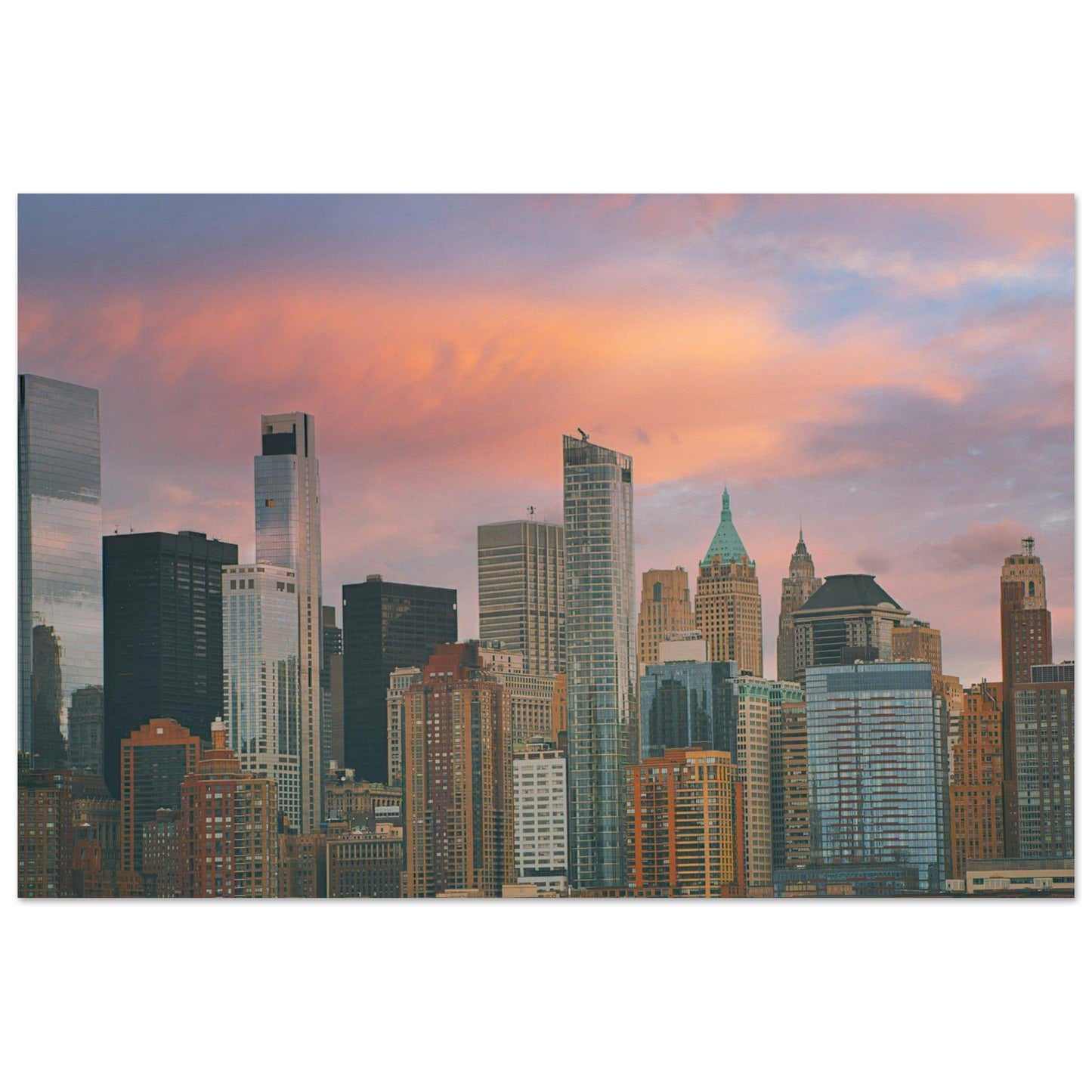 NYC Sunset Aluminum Frame New York City Wall Art Home Office Business Commercial Decor Pixio.Co - Pixio.Co