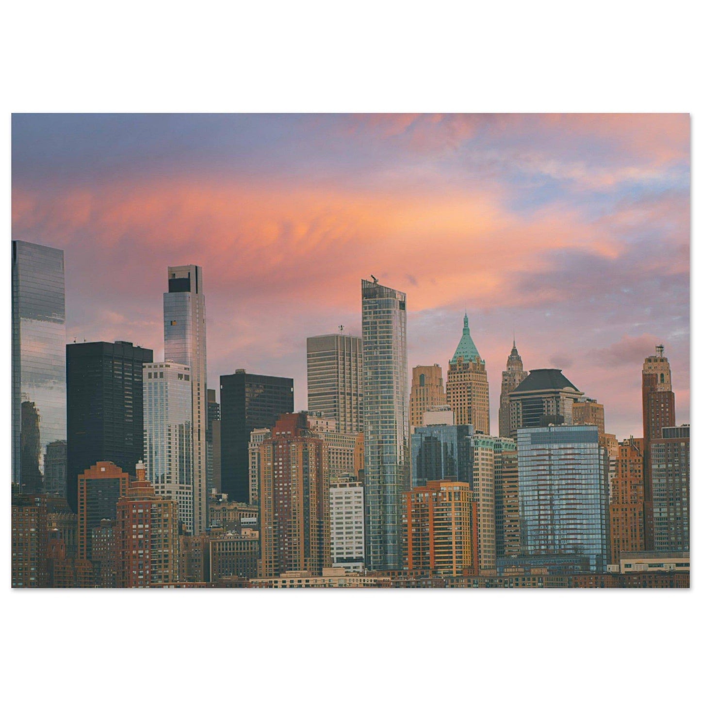 NYC Sunset Aluminum Frame New York City Wall Art Home Office Business Commercial Decor Pixio.Co - Pixio.Co
