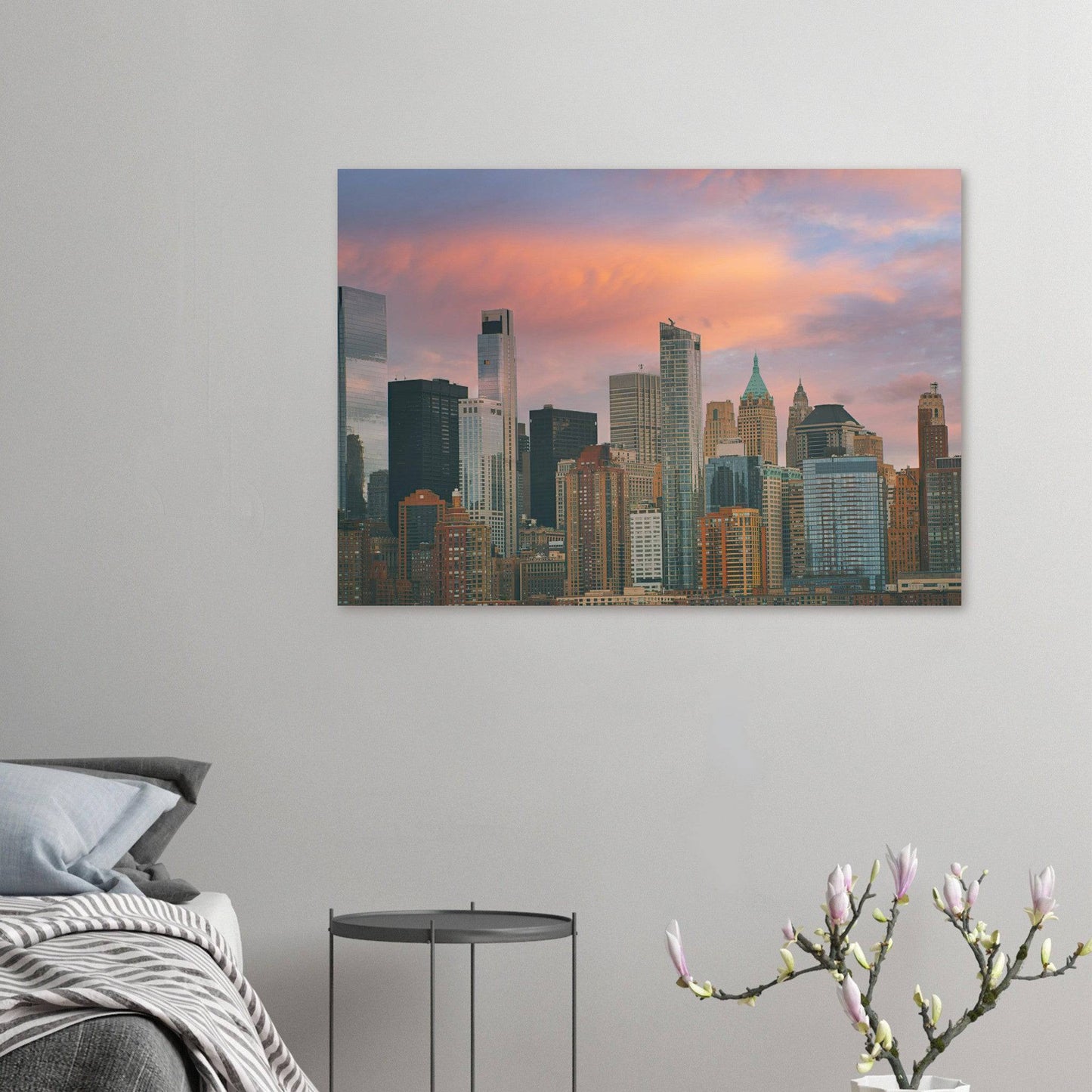 NYC Sunset Aluminum Frame New York City Wall Art Home Office Business Commercial Decor Pixio.Co - Pixio.Co