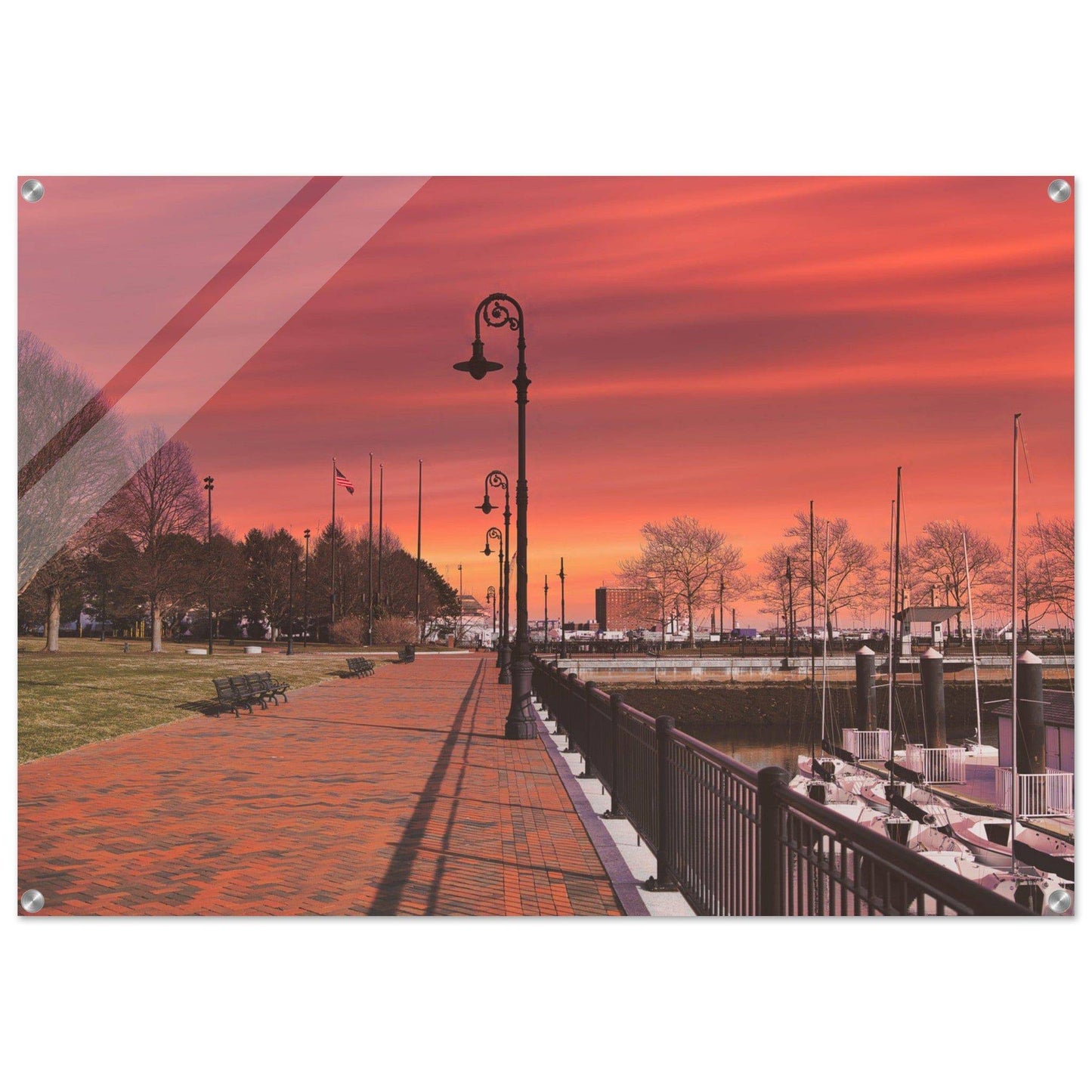 Scenic Park Tamarind Sky Acrylic Frame New York City Wall Art Home Office Business Commercial Decor Pixio.Co - Pixio.Co