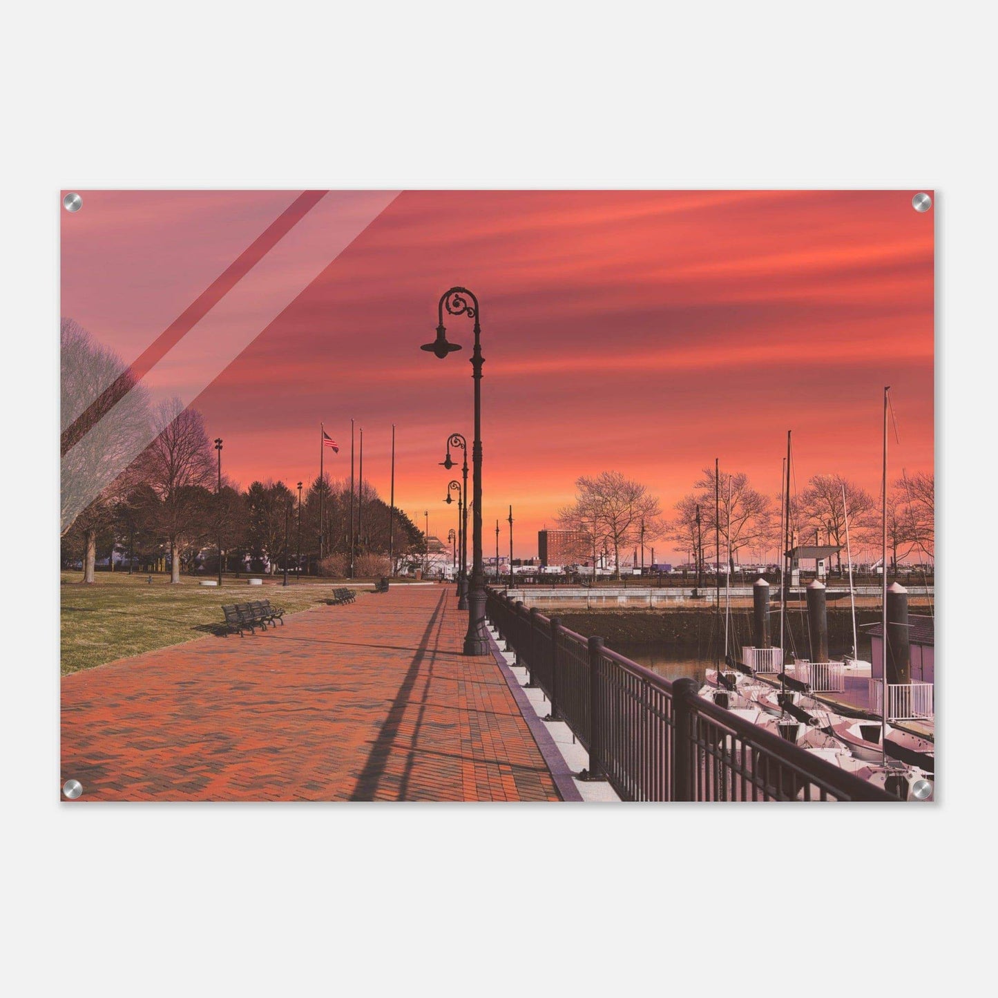 Scenic Park Tamarind Sky Acrylic Frame New York City Wall Art Home Office Business Commercial Decor Pixio.Co - Pixio.Co