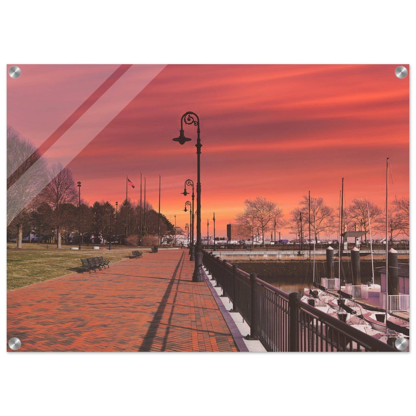 Scenic Park Tamarind Sky Acrylic Frame New York City Wall Art Home Office Business Commercial Decor Pixio.Co - Pixio.Co
