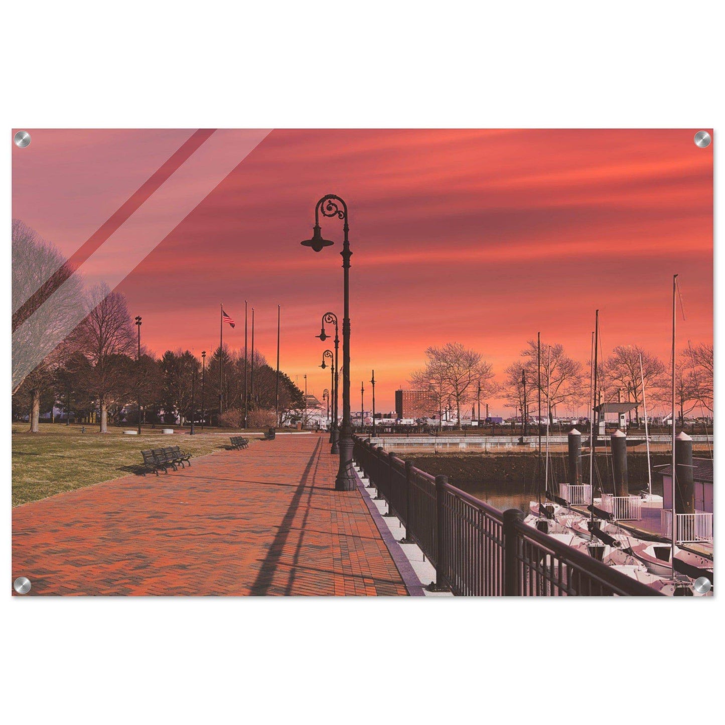 Scenic Park Tamarind Sky Acrylic Frame New York City Wall Art Home Office Business Commercial Decor Pixio.Co - Pixio.Co