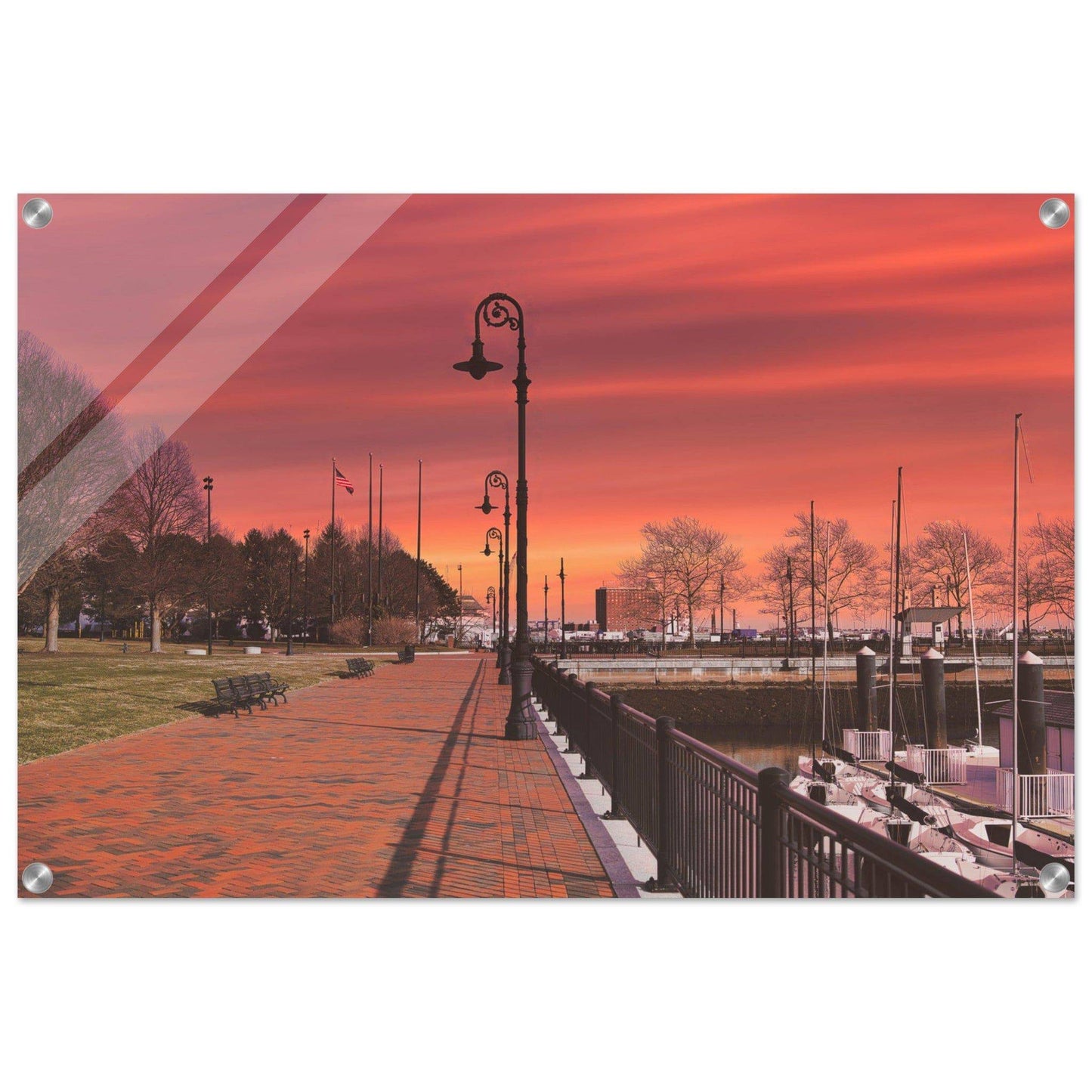 Scenic Park Tamarind Sky Acrylic Frame New York City Wall Art Home Office Business Commercial Decor Pixio.Co - Pixio.Co