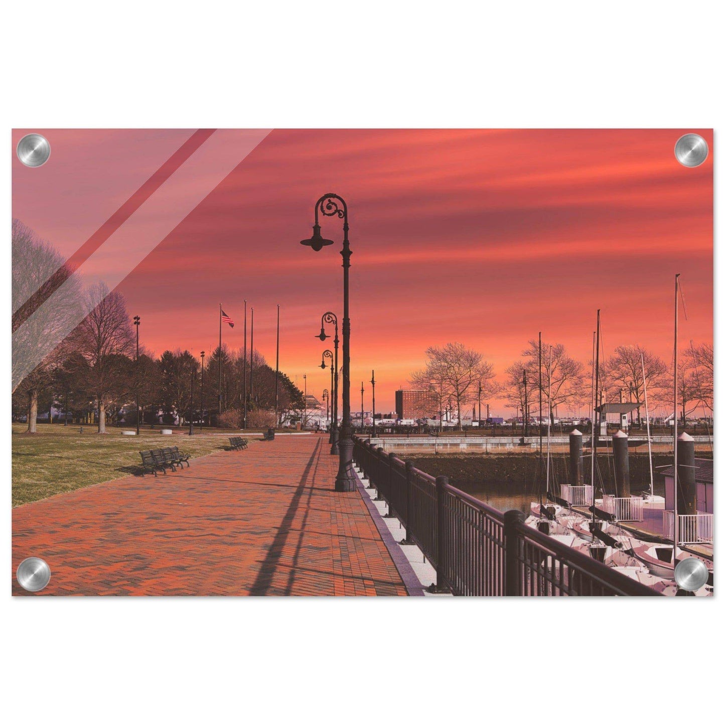 Scenic Park Tamarind Sky Acrylic Frame New York City Wall Art Home Office Business Commercial Decor Pixio.Co - Pixio.Co