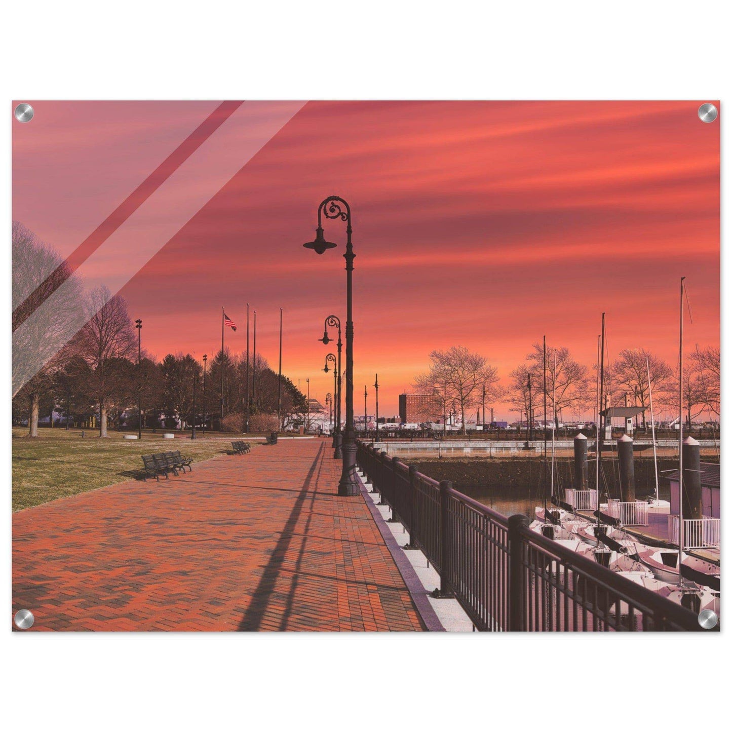 Scenic Park Tamarind Sky Acrylic Frame New York City Wall Art Home Office Business Commercial Decor Pixio.Co - Pixio.Co
