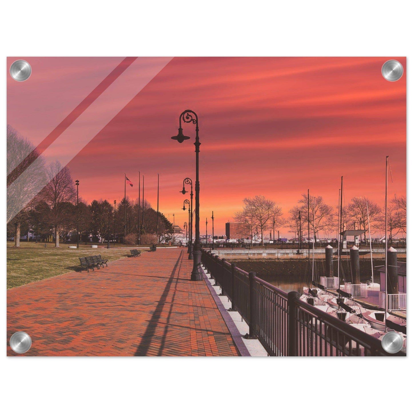 Scenic Park Tamarind Sky Acrylic Frame New York City Wall Art Home Office Business Commercial Decor Pixio.Co - Pixio.Co