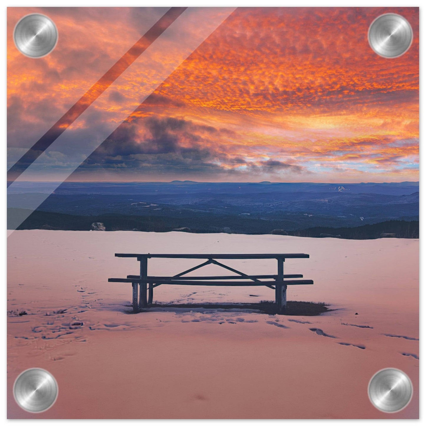 Snowy Mountain Sunset Acrylic Frame Wall Art Home Business Commercial Decor Pixio.Co - Pixio.Co