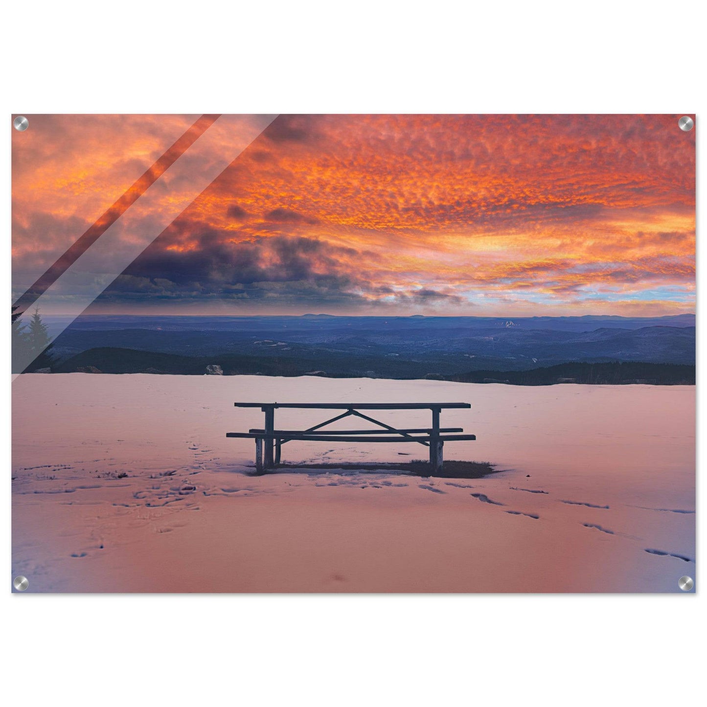 Snowy Mountain Sunset Acrylic Frame Wall Art Home Business Commercial Decor Pixio.Co - Pixio.Co