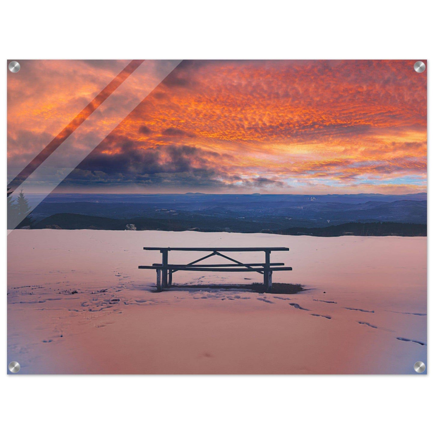 Snowy Mountain Sunset Acrylic Frame Wall Art Home Business Commercial Decor Pixio.Co - Pixio.Co