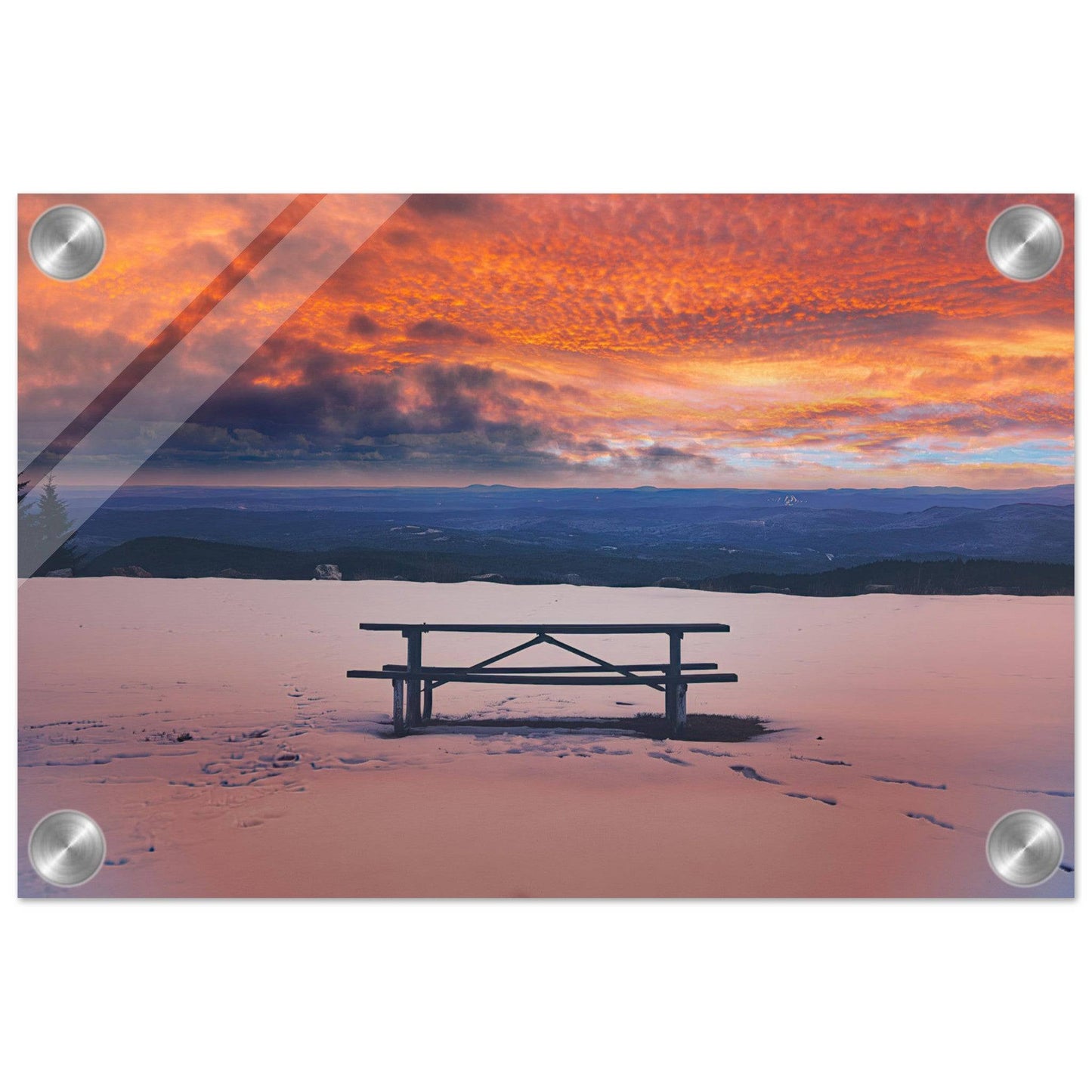 Snowy Mountain Sunset Acrylic Frame Wall Art Home Business Commercial Decor Pixio.Co - Pixio.Co