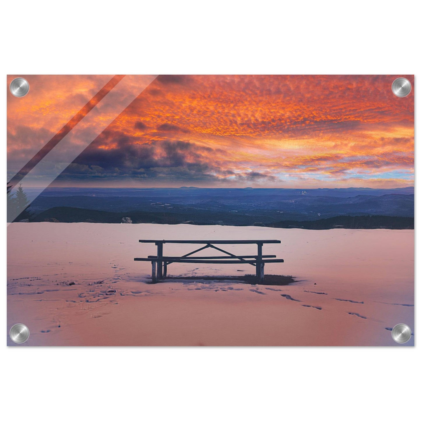 Snowy Mountain Sunset Acrylic Frame Wall Art Home Business Commercial Decor Pixio.Co - Pixio.Co