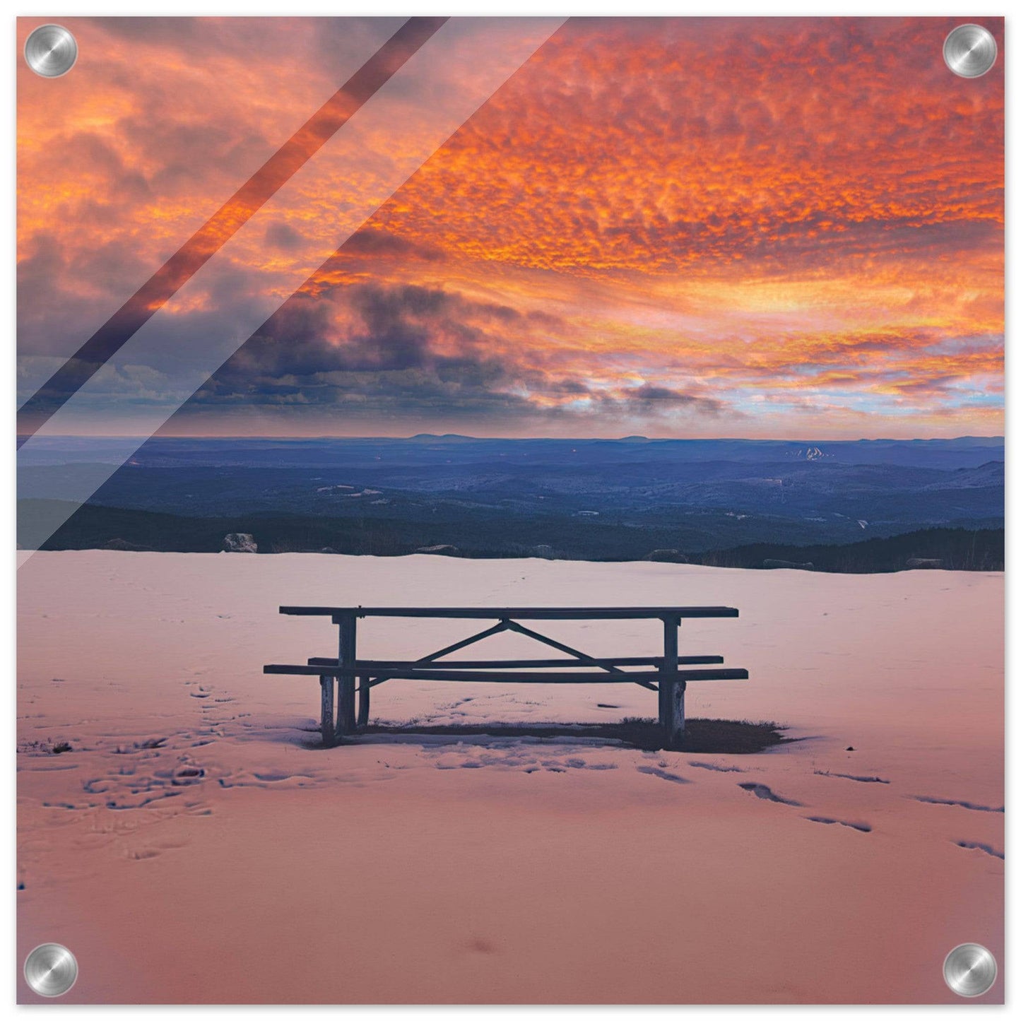 Snowy Mountain Sunset Acrylic Frame Wall Art Home Business Commercial Decor Pixio.Co - Pixio.Co