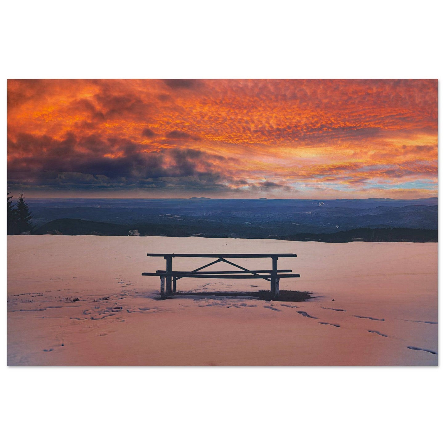 Snowy Mountain Sunset Wood Print Wall Art Home Business Commercial Decor Pixio.Co - Pixio.Co