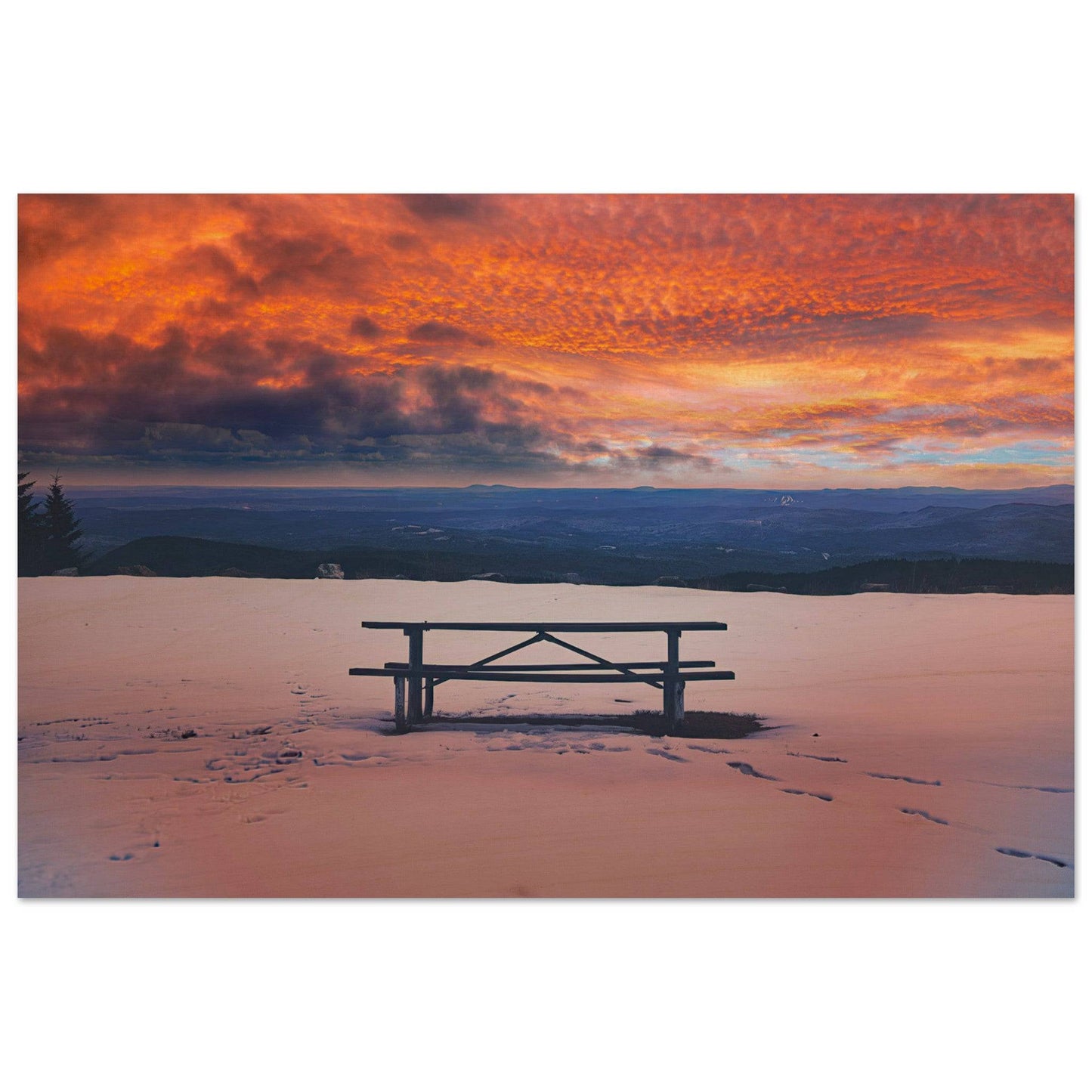 Snowy Mountain Sunset Wood Print Wall Art Home Business Commercial Decor Pixio.Co - Pixio.Co