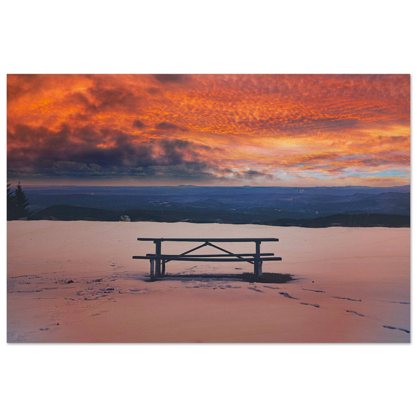 Snowy Mountain Sunset Wood Print Wall Art Home Business Commercial Decor Pixio.Co - Pixio.Co