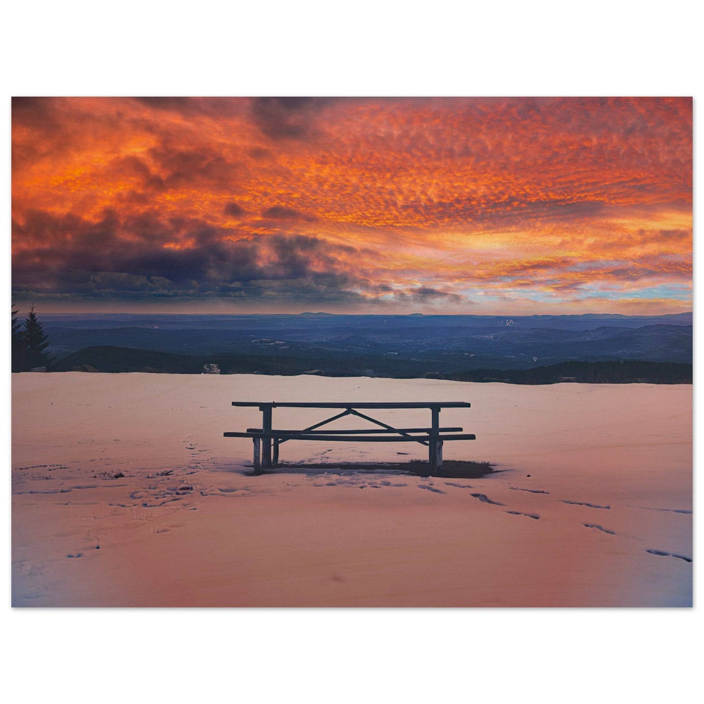 Snowy Mountain Sunset Wood Print Wall Art Home Business Commercial Decor Pixio.Co - Pixio.Co