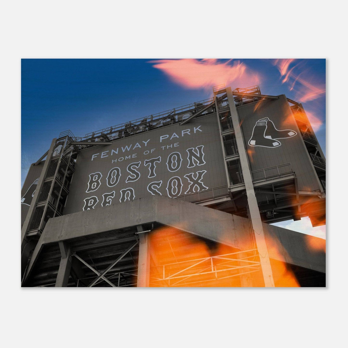 Fenway Home of Boston Sun Burst Wood Print Massachusetts Red Sox Wall Art Home Office Business Commercial Decor Pixio.Co - Pixio.Co