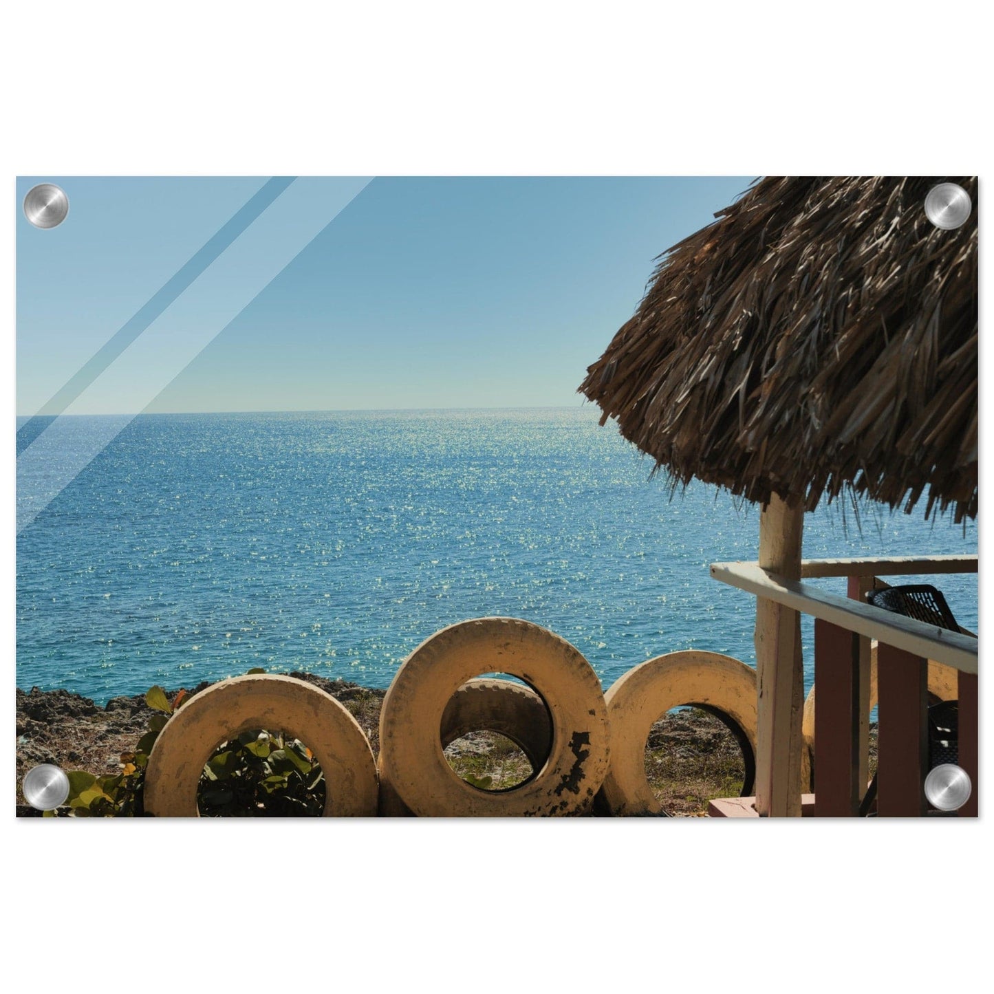 Beach and Tire Acrylic Caribbean Wall Art Home Restaurant Office Decor - Pixio.Co