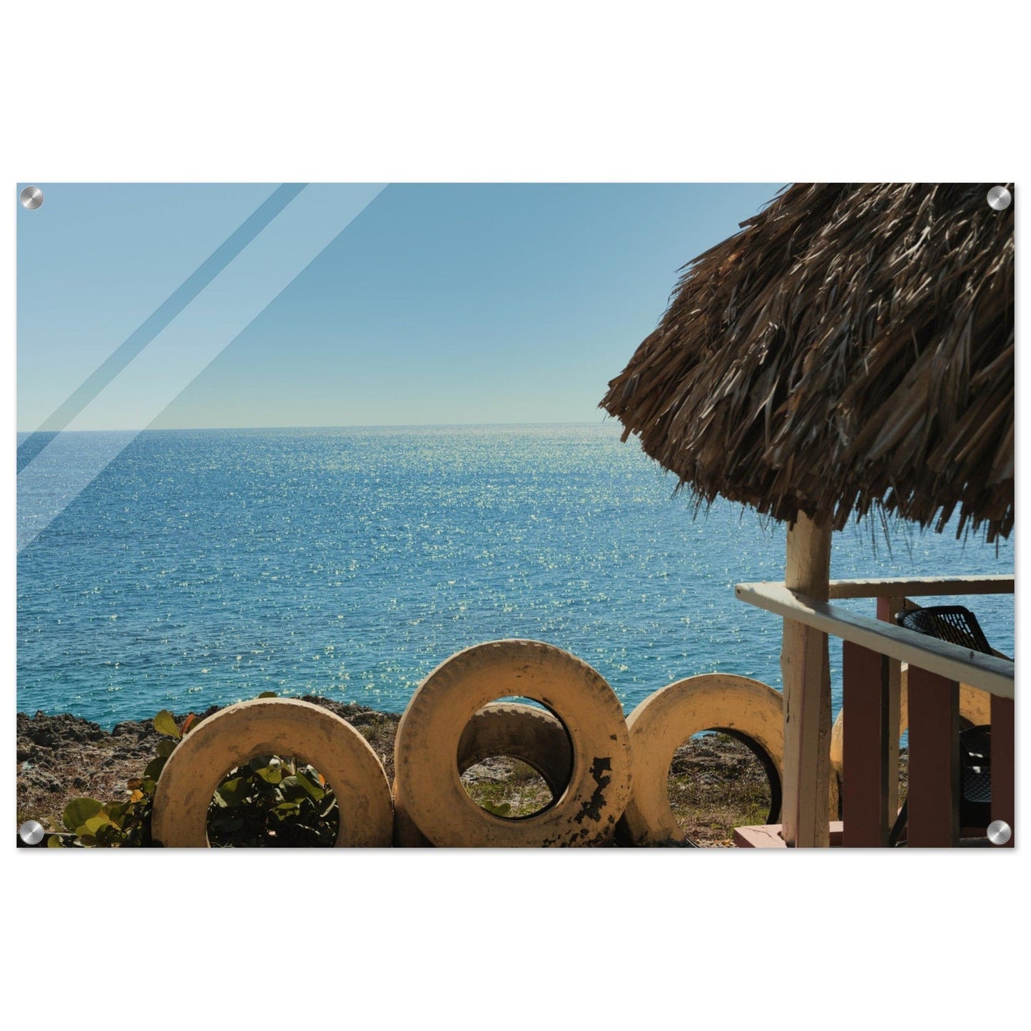 Beach and Tire Acrylic Caribbean Wall Art Home Restaurant Office Decor - Pixio.Co